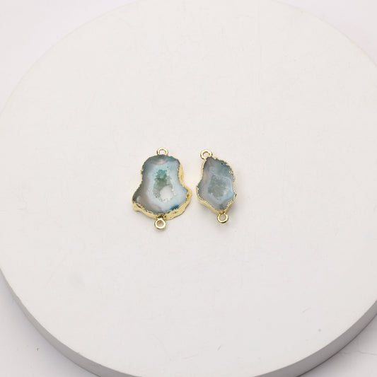 Rustic natural geode connector for organic-look jewelry