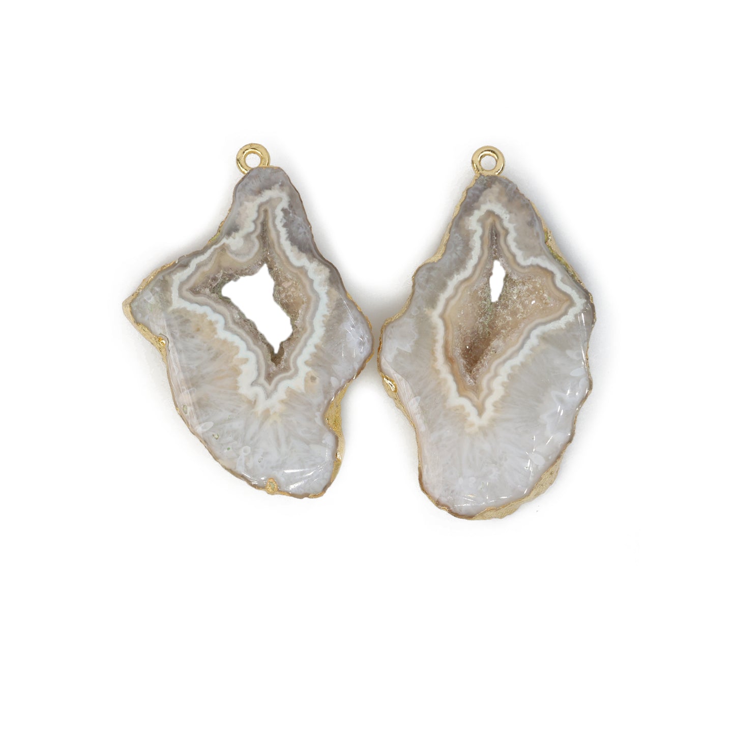 silver Agate Geode Slice Pairs