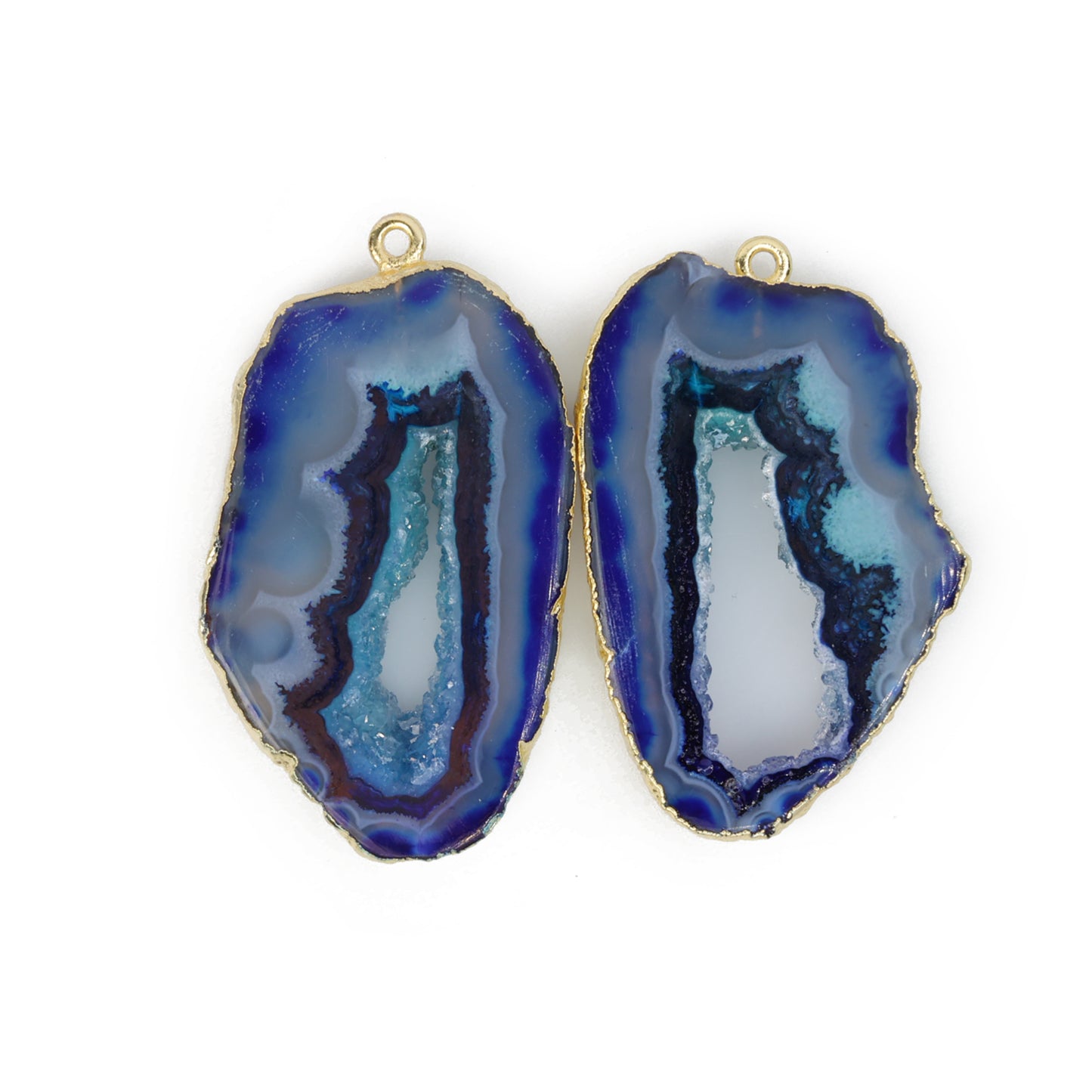 silver Agate Geode Slice Pairs