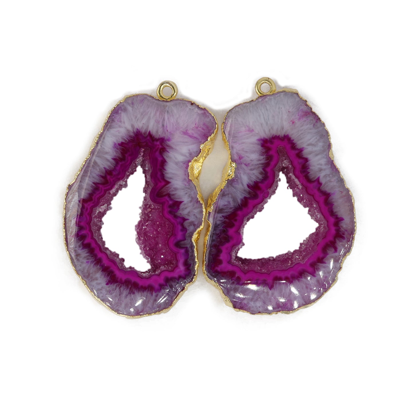 silver Agate Geode Slice Pairs