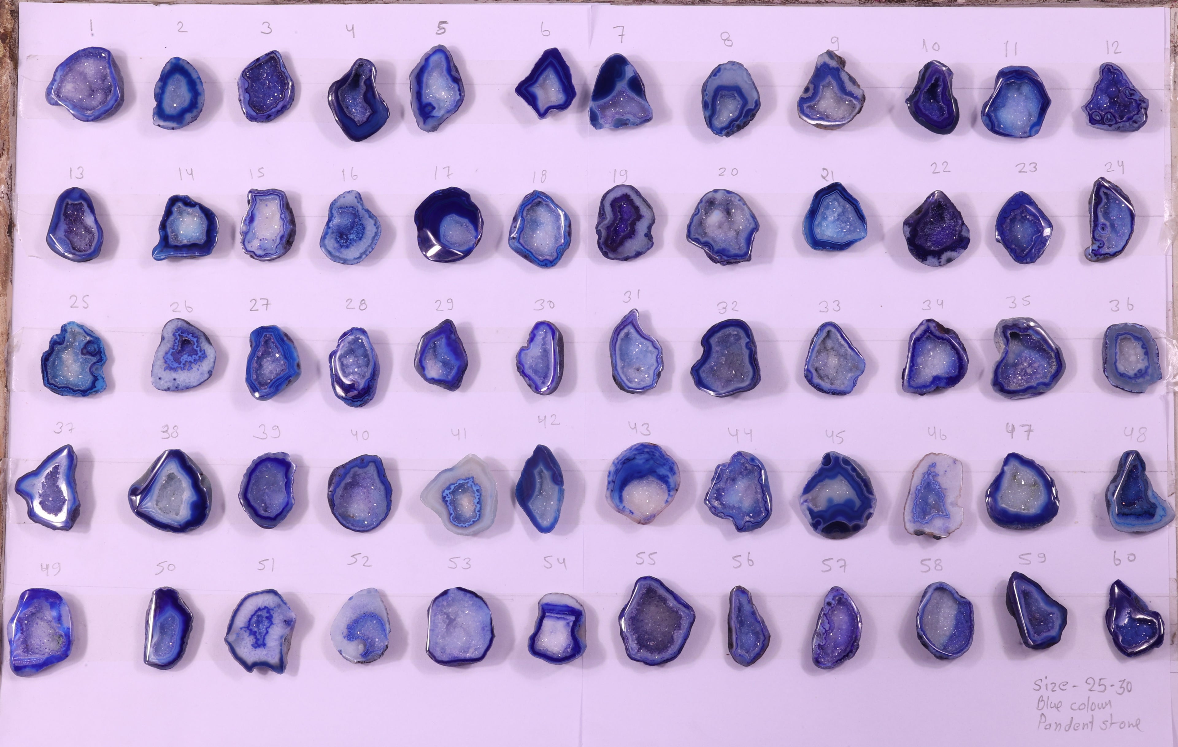 Geode Stones (Pendant) by Selection 25-30 mm Blue For Making Pendant Jewelry