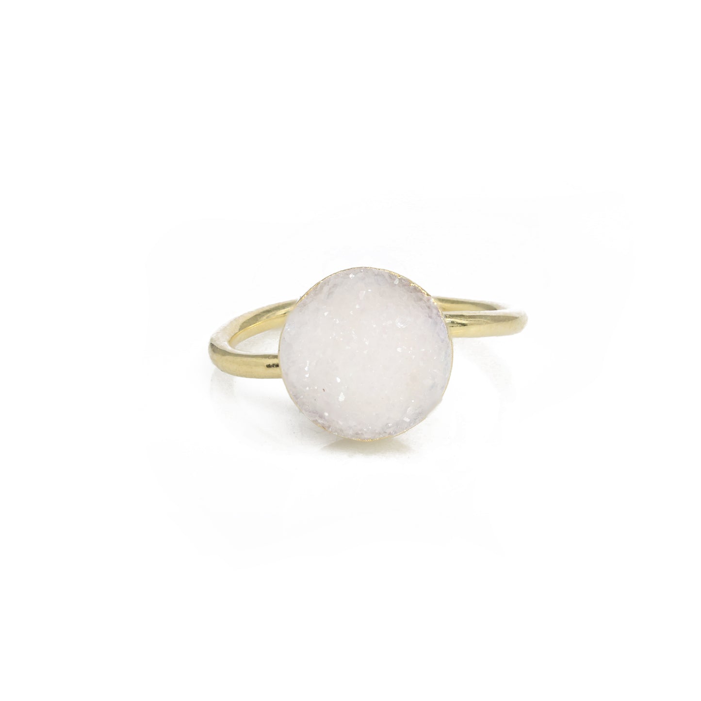Mikron-Goldringe, 10 mm, natürlicher Edelstein, Achat, Druzy, rund, Titan, grün vergoldet, auf verstellbarem Messingschaft