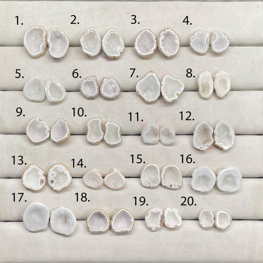 Geode Druzy Pairs by Selection 15 - 20 MM White