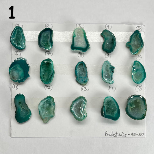 Geode Pendant stone by Selection 25 - 30MM Green My Store