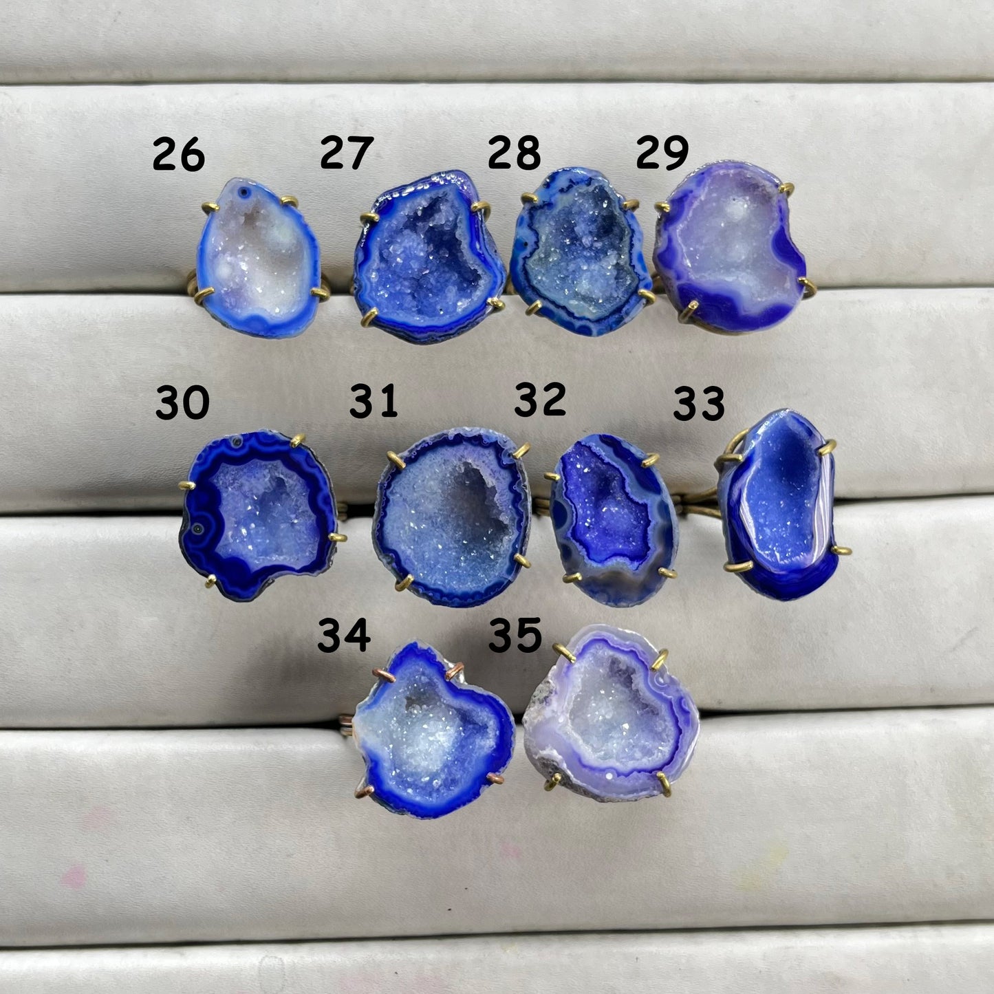 Rings by Selection Anokha Brass Gold Plated 20- 25 MM blue