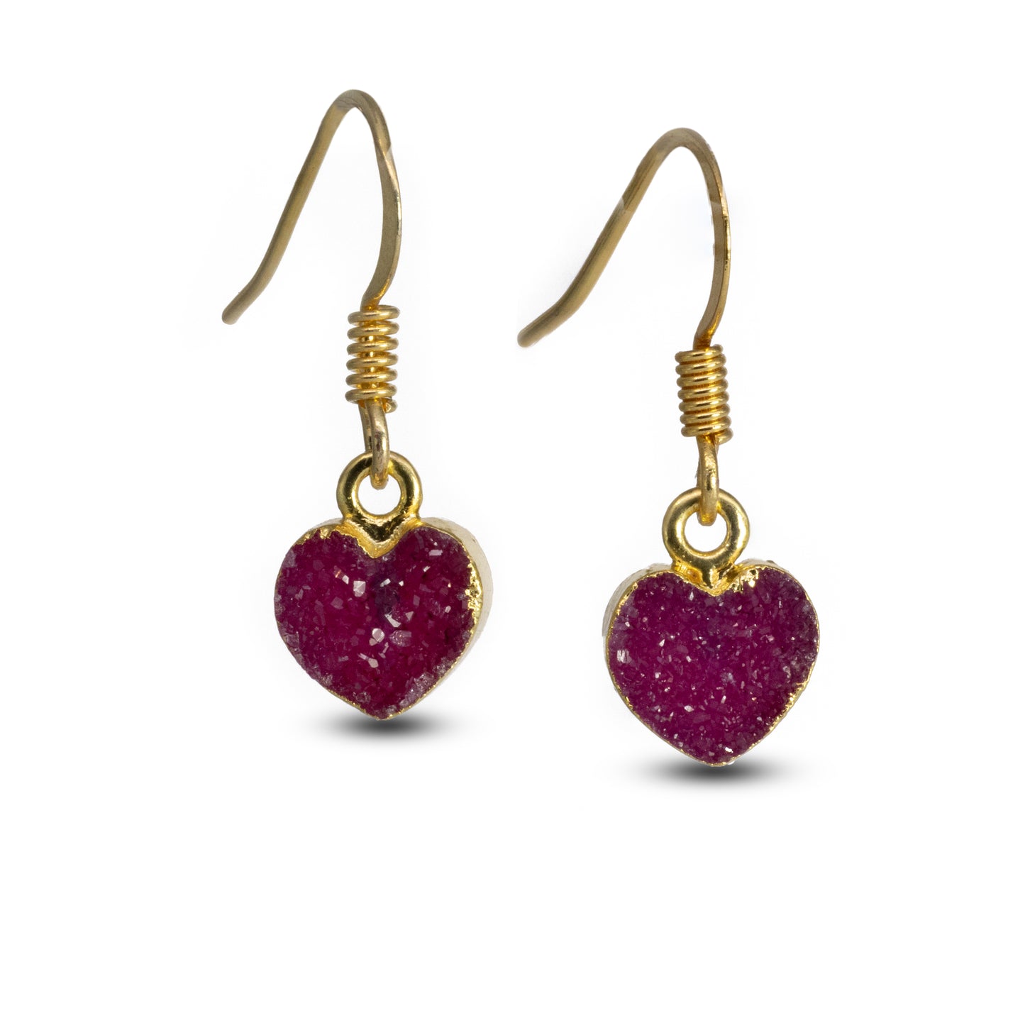 Tinny Heart Shape Druzy Quartz Dangle Earrings for Women Girls Valentine's Day Gift