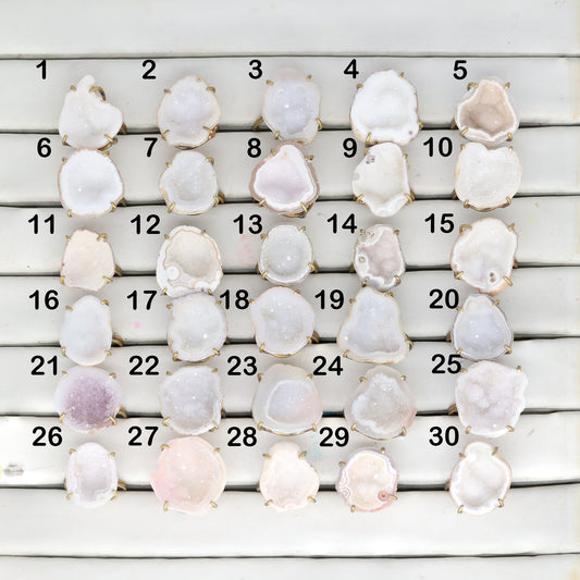 Geode Rings stone by Selection 20 - 25 mm White