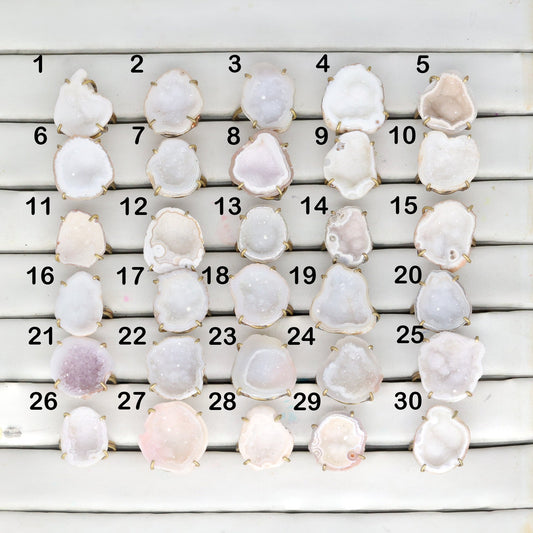 Geode Rings stone by Selection 20 - 25 mm White My Store