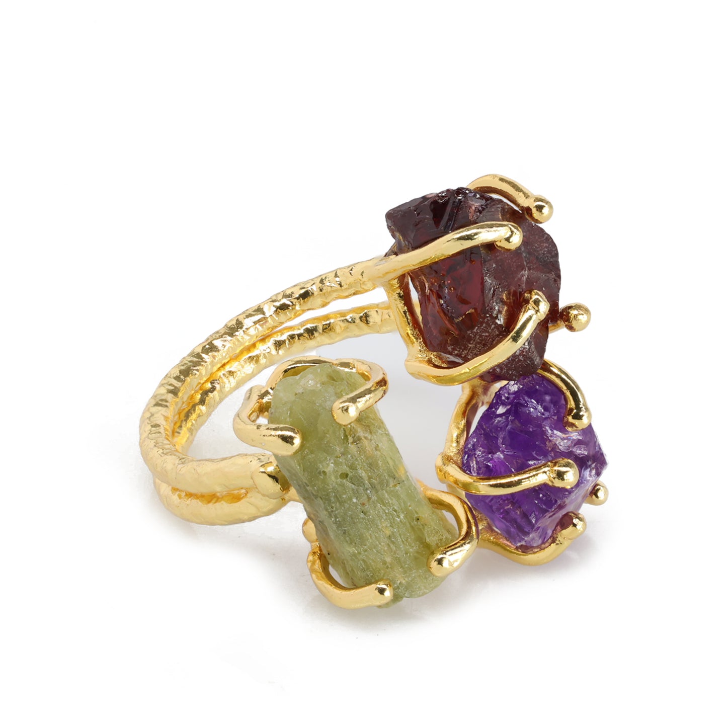 Bague de pierres précieuses naturelles réglables, bague de fiançailles en cristal brut, bague de pierre de naissance d’avril, 25 - 35 mm, bijoux d’approvisionnement en gros et spectacles de pierres précieuses