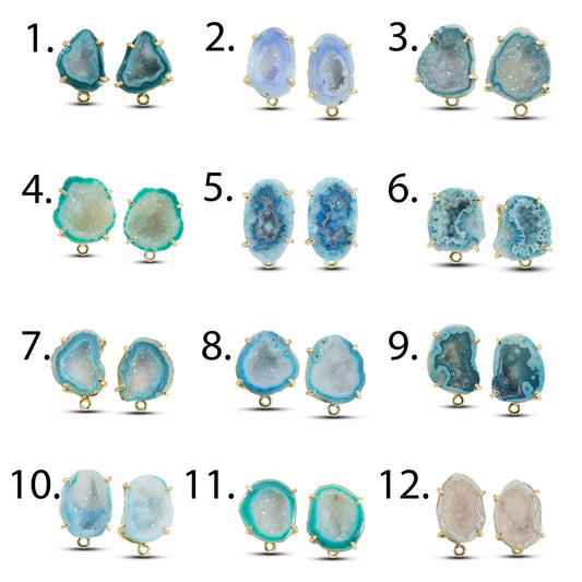 Geode Druzy Ear post DIY Earrings Meena Design
