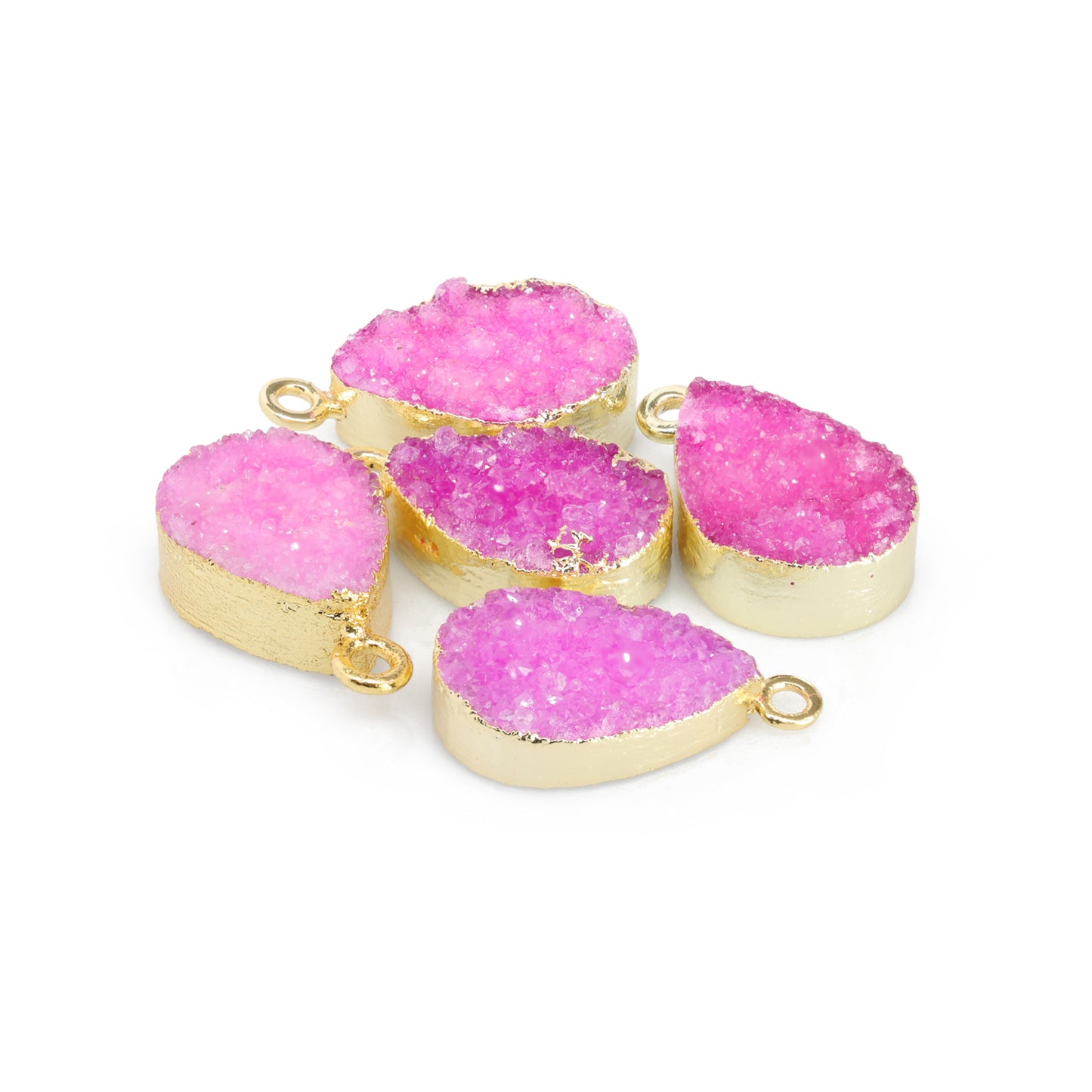 Connectors 8 * 12 mm Natural Agate druzy gemstone 24 k gold Edged 1 Bail pear teardrop