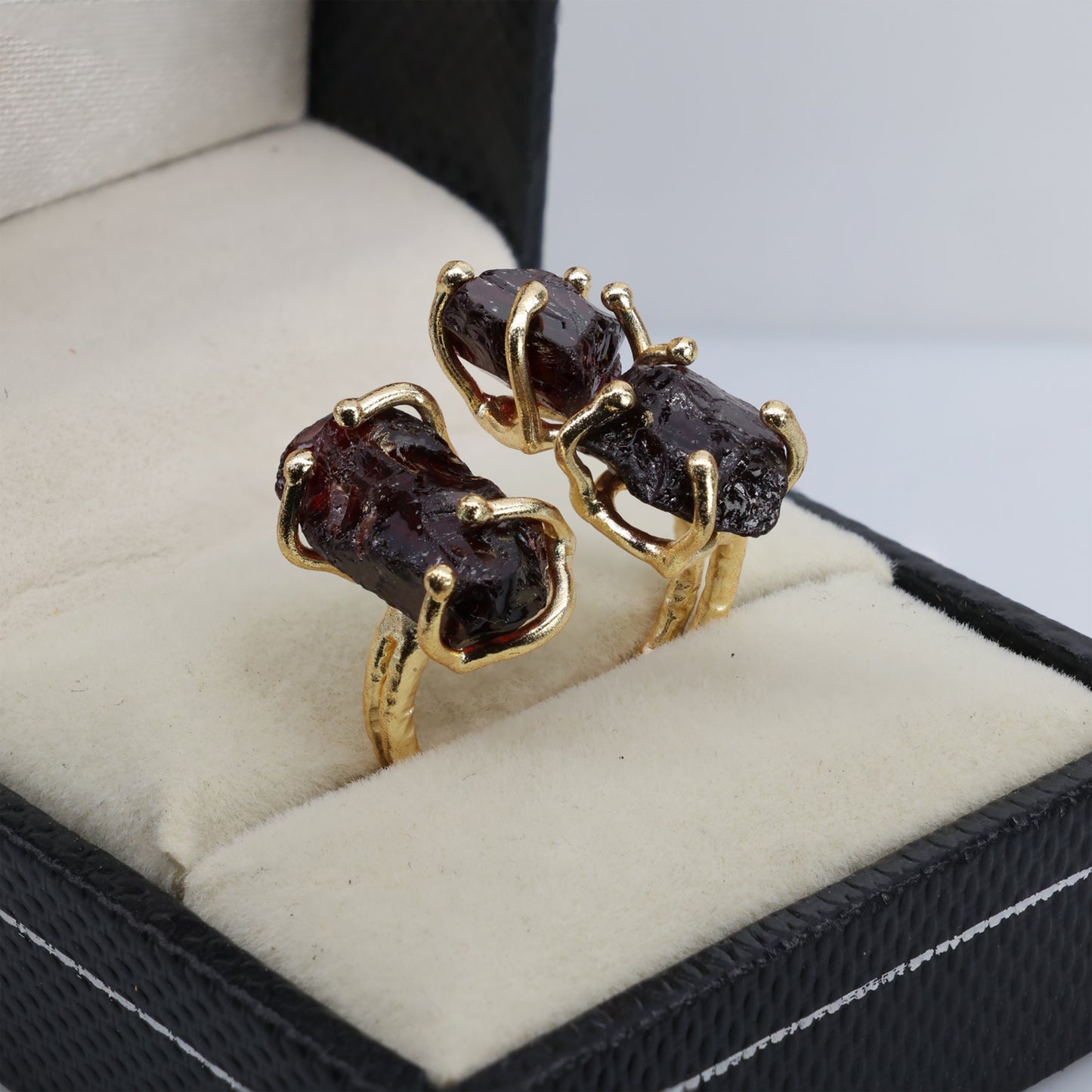 Bague de pierres précieuses naturelles réglables, bague de fiançailles en cristal brut, bague de pierre de naissance d’avril, 25 - 35 mm, bijoux d’approvisionnement en gros et spectacles de pierres précieuses