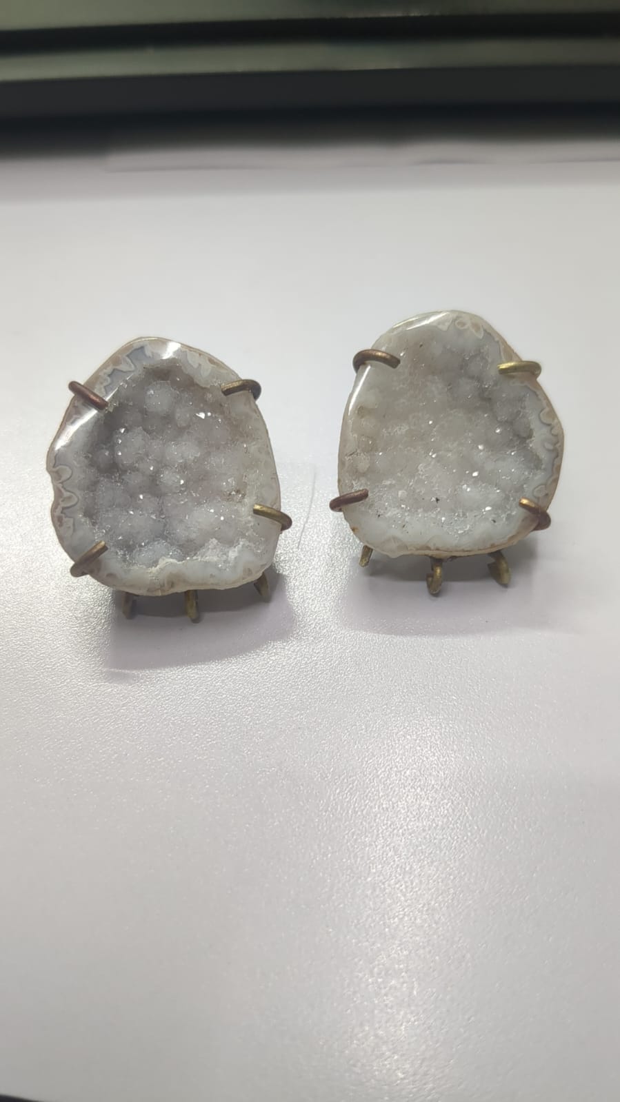 Geode Ear post, DIY Earrings, Gemstone, Handmade Earrings, Druzy, Minimalistic - 3 Bails