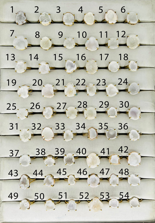 Rings by Selection Anokha Brass Gold Plated 15 - 20 mm White My Store