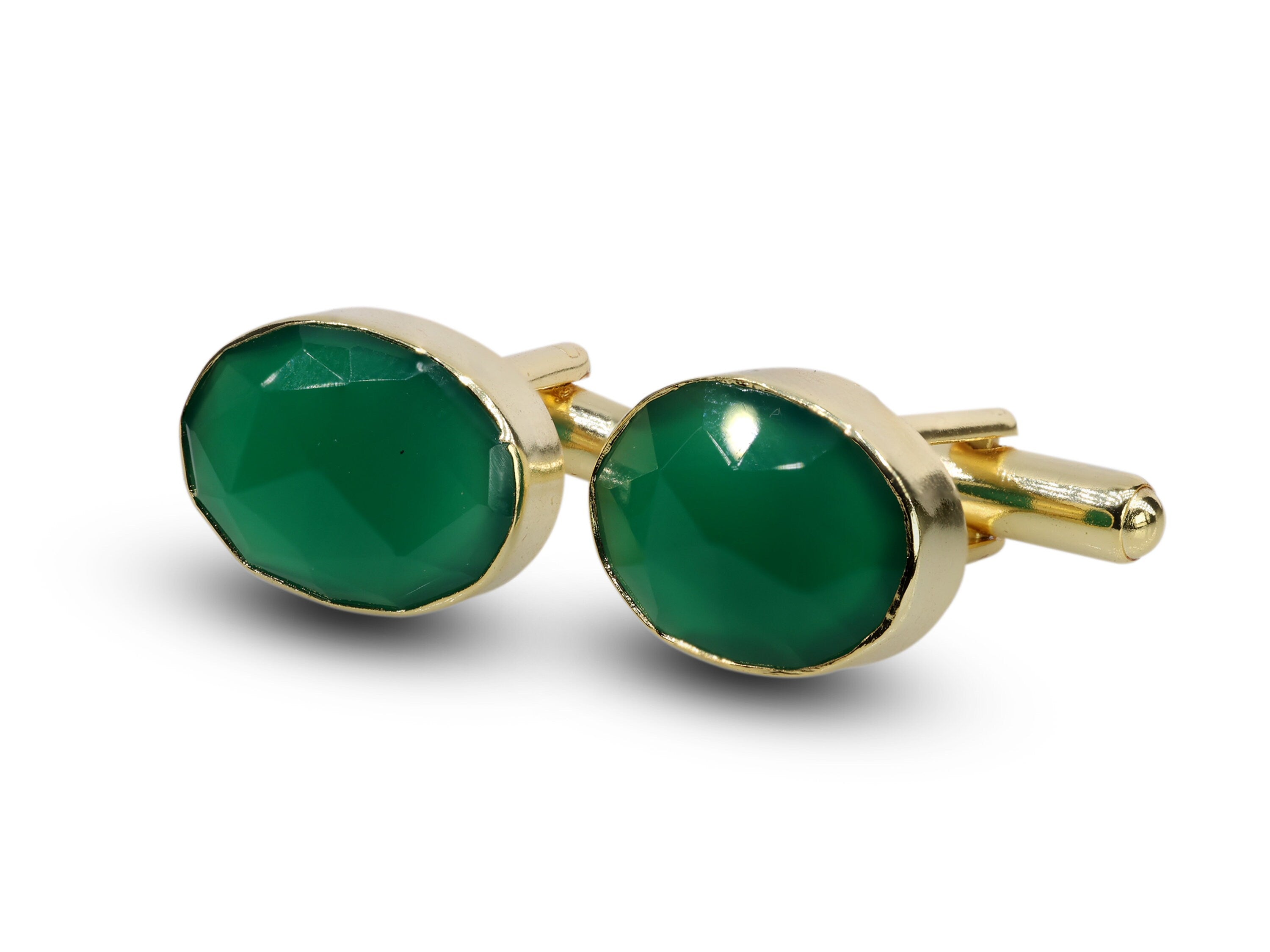 1 Pair Oval Gemstones Cufflink - Meena Design