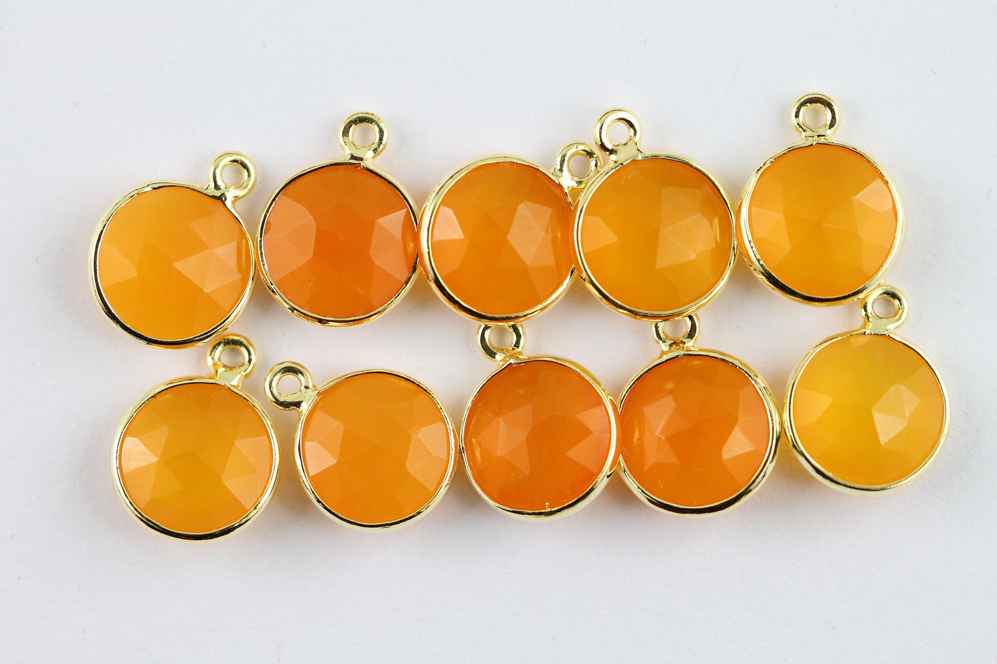 10 mm Chalcedony gemstone pendants Round Bezel - Meena Design