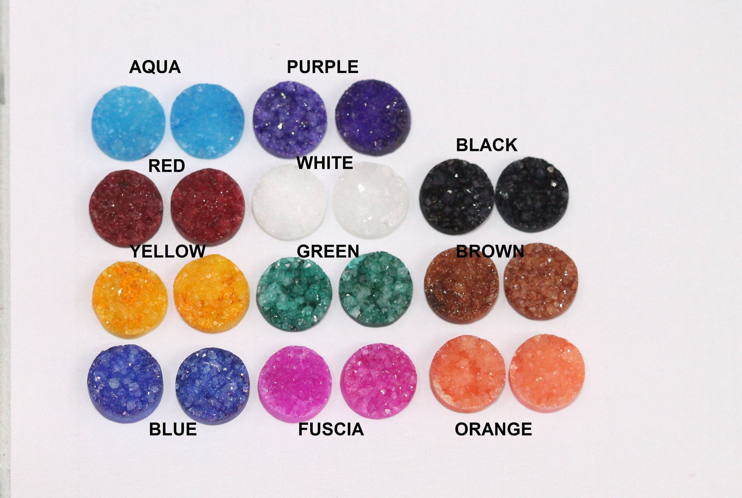 10 mm, Round Natural Druzy, Gem Stone, Rough stones, stone supplies, gemstone pairs - Meena Design