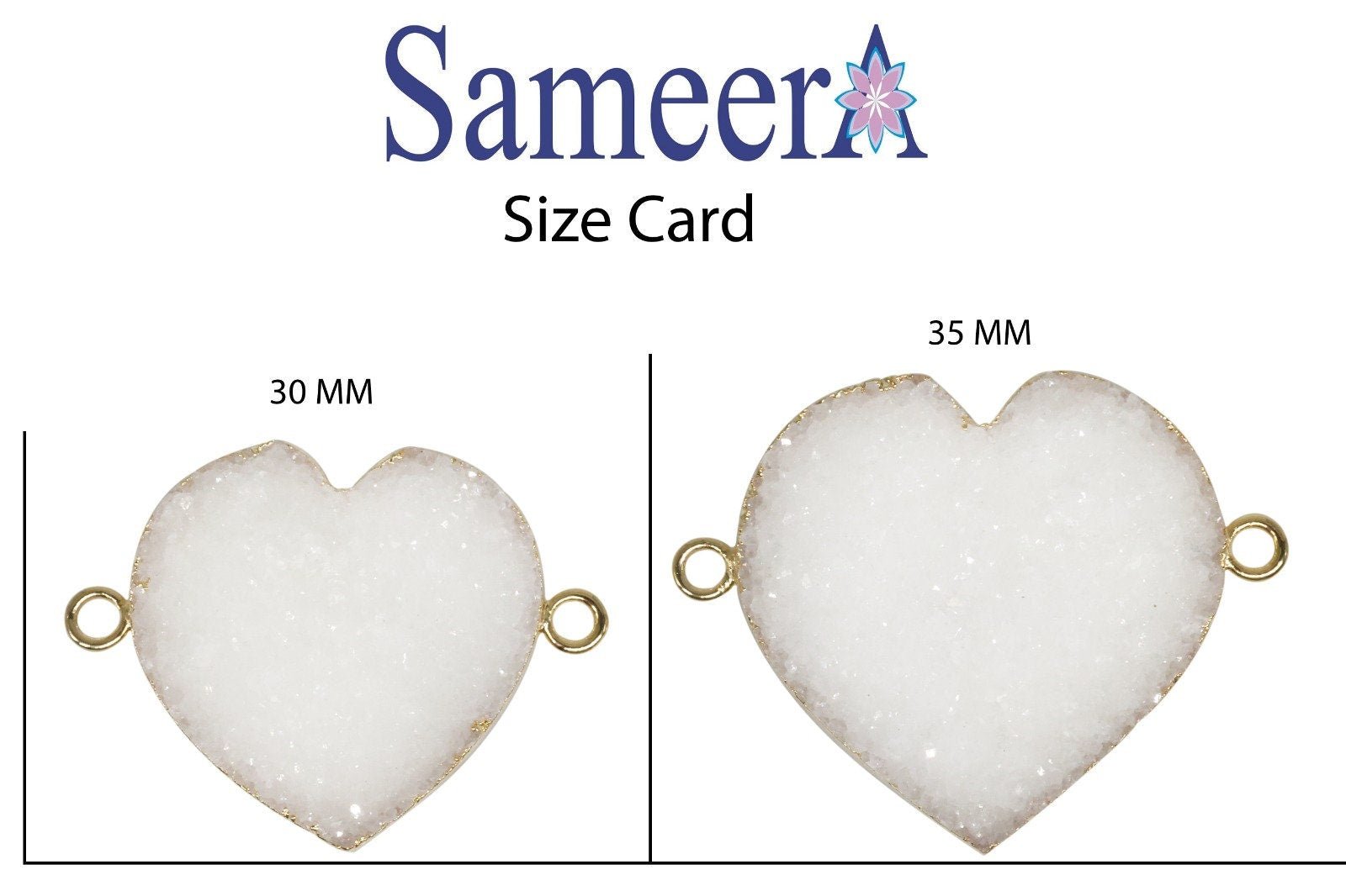 30 - 35 mm, Heart, Natural Druzy, Silver, or Gold, Edged, Brass, Gem Stone Pendant, - Meena Design
