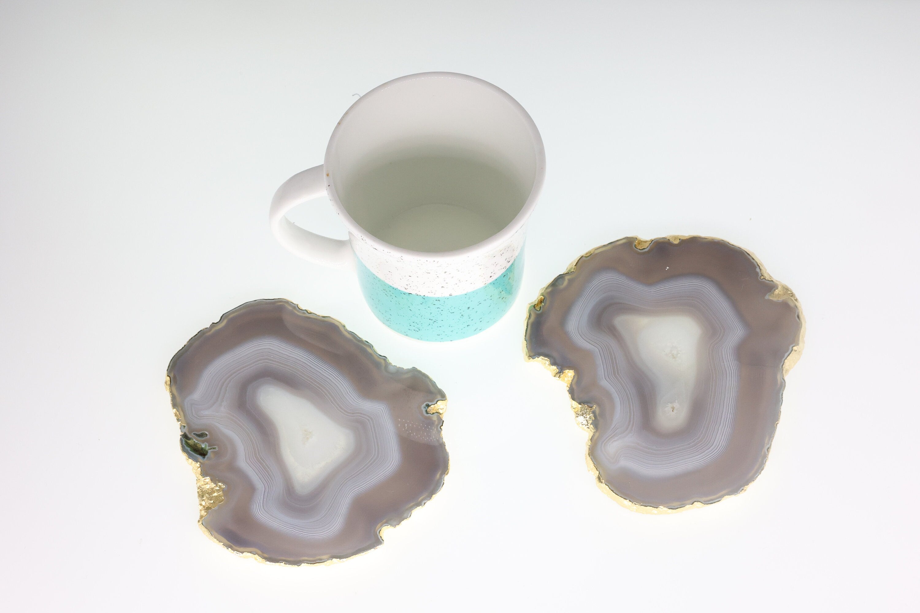 4 Pcs Set Home Decor Agate Coaster Tableware Barware 3-4 Inch - Meena Design