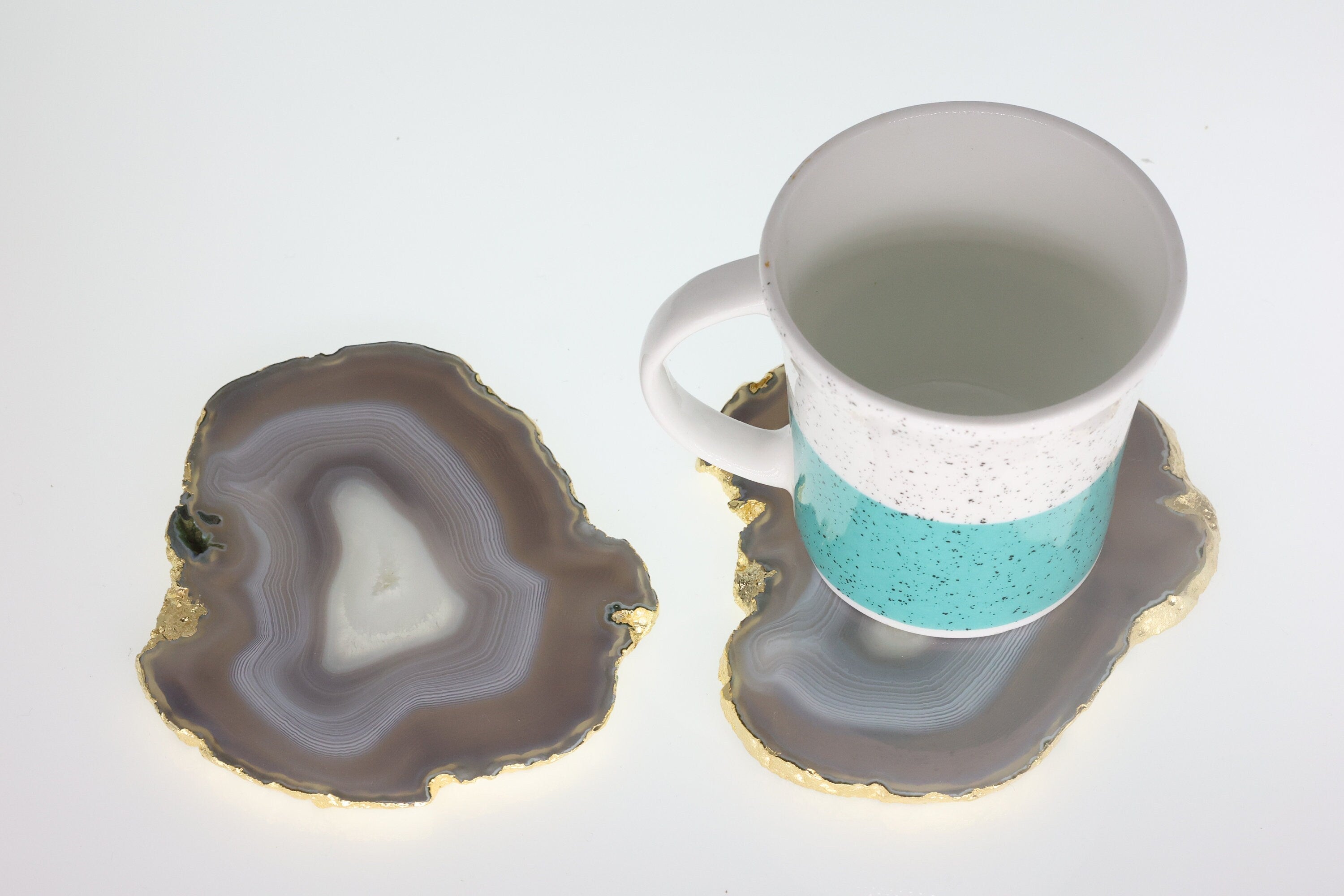 4 Pcs Set Home Decor Agate Coaster Tableware Barware 3-4 Inch - Meena Design