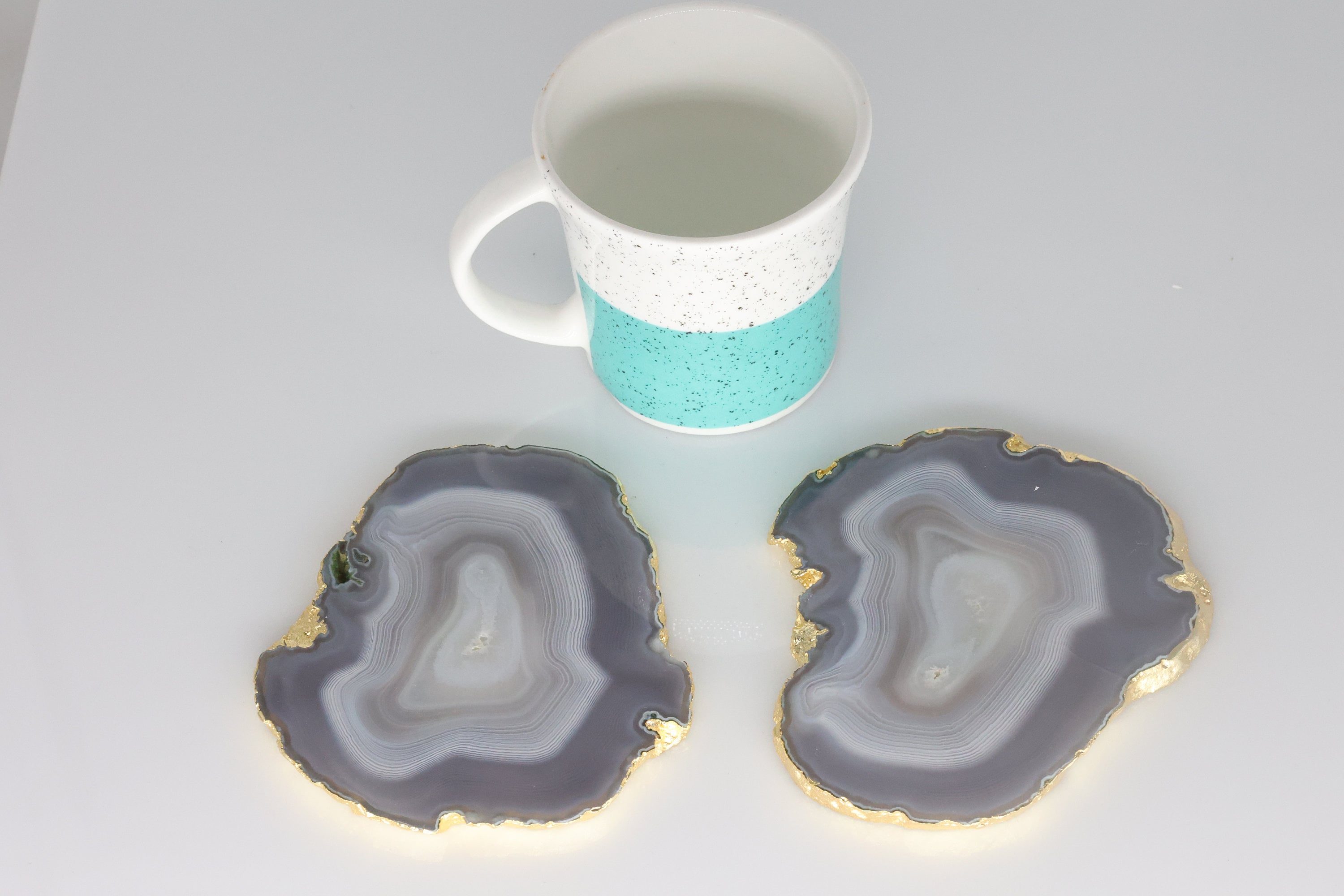 4 Pcs Set Home Decor Agate Coaster Tableware Barware 3-4 Inch - Meena Design