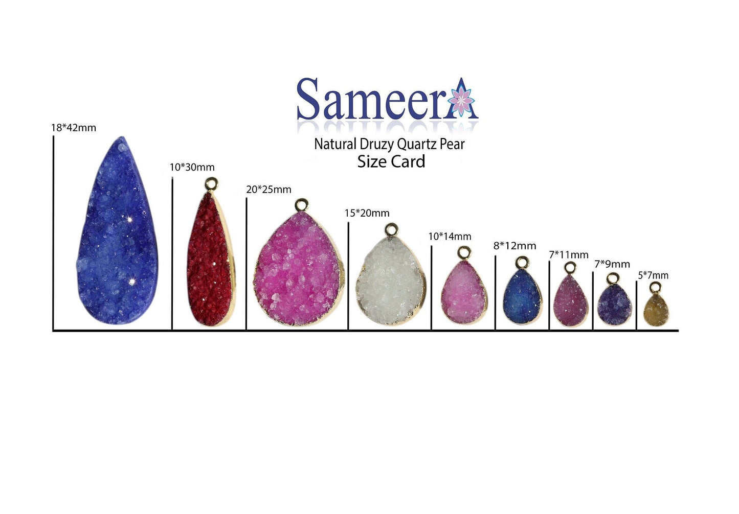 8 * 12 mm Natural Agate druzy gemstone 24 k gold Edged 1 Bail pear teardrop - Meena Design