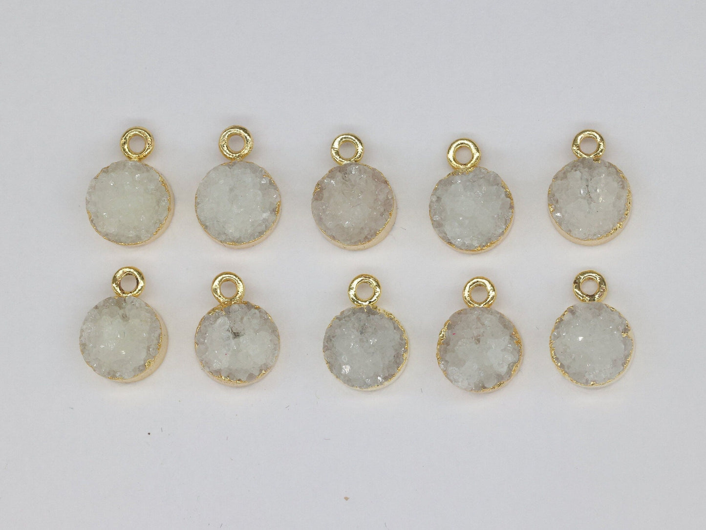 8 MM Natural Quartz Druzy Gem Stone Circle Edged - Meena Design