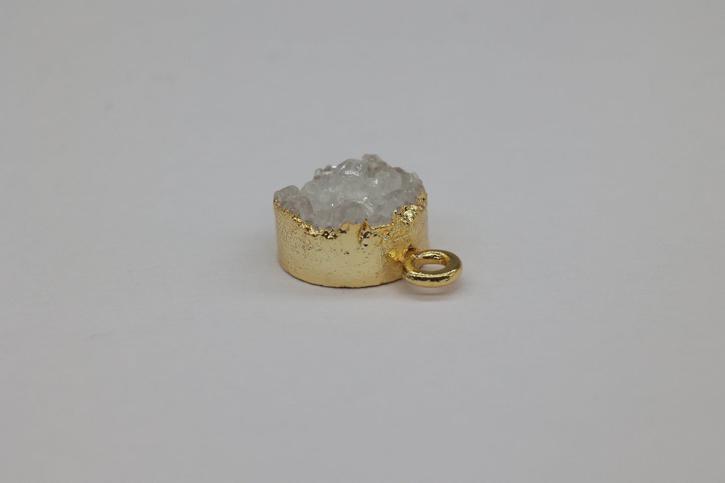 8 MM Natural Quartz Druzy Gem Stone Circle Edged - Meena Design