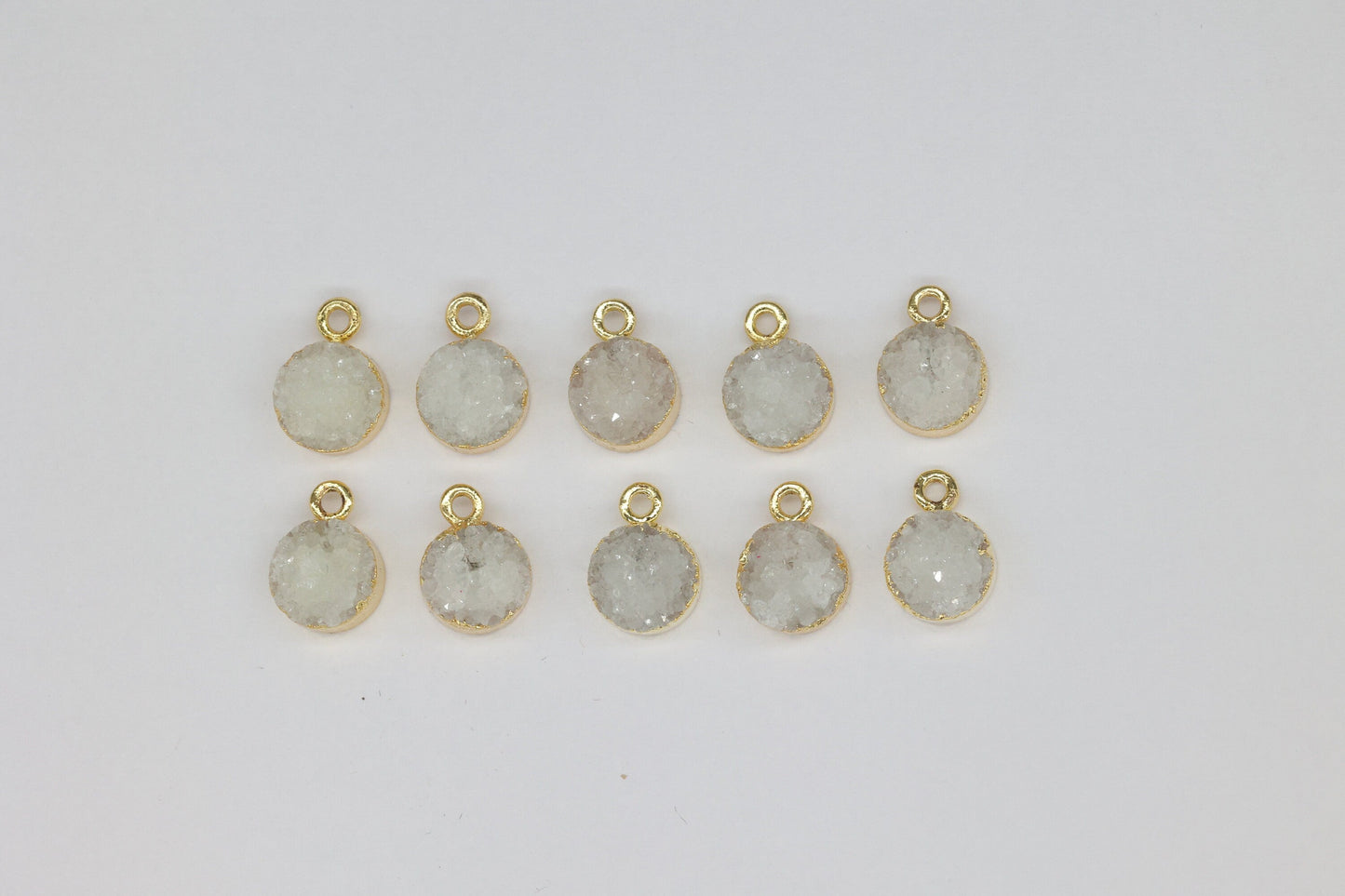 8 MM Natural Quartz Druzy Gem Stone Circle Edged - Meena Design