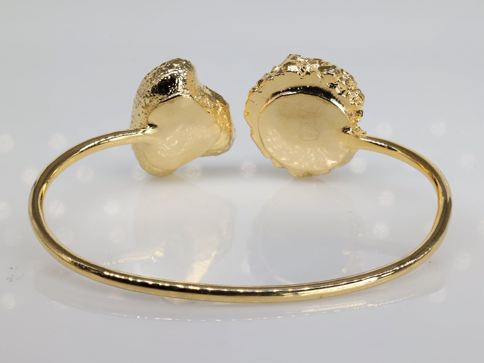 Bracelet Geode and Solar Quartz Gold Edged over Brass - Meena Design