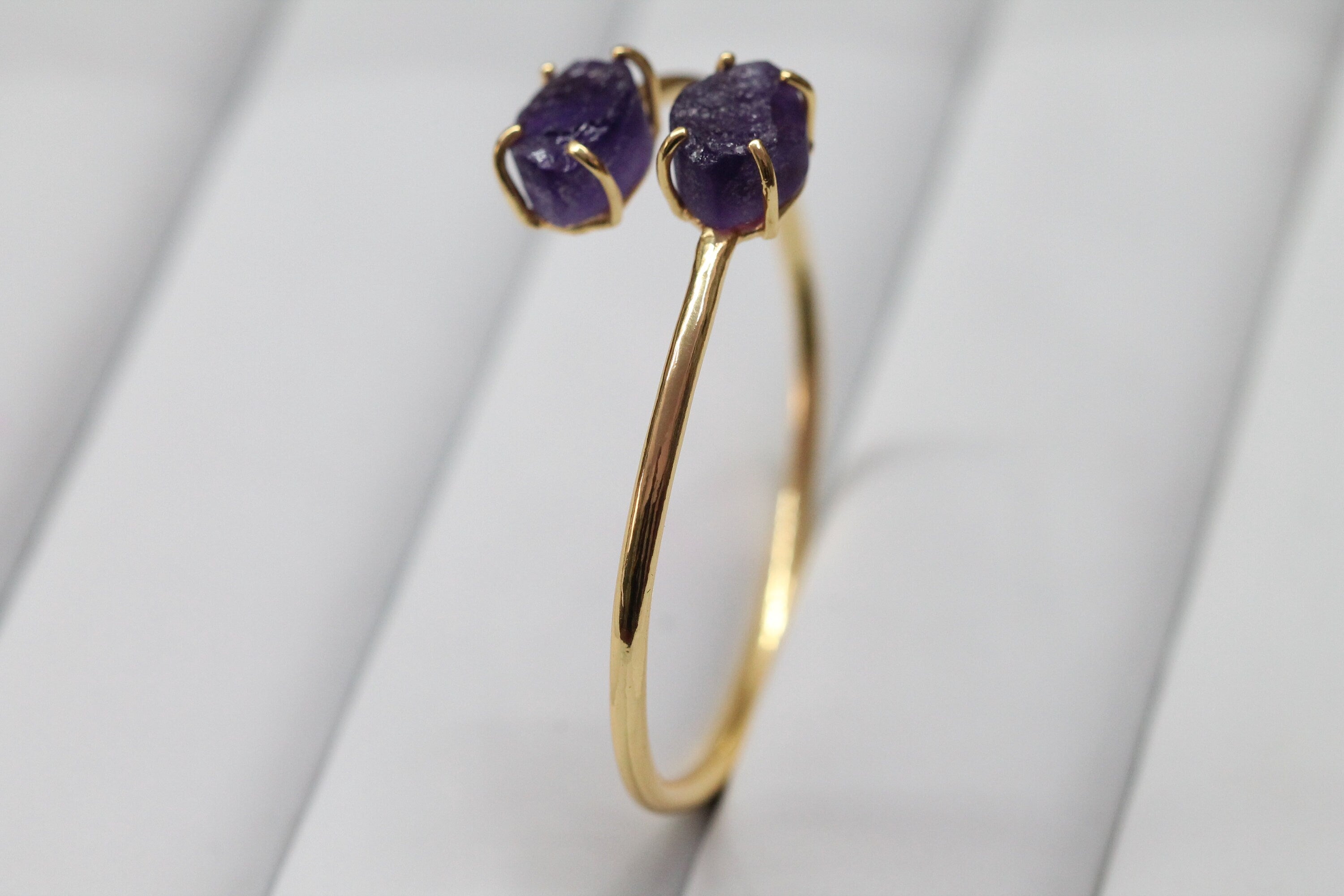 Bracelets Amethyst Raw natural gemstone gold plated - Meena Design