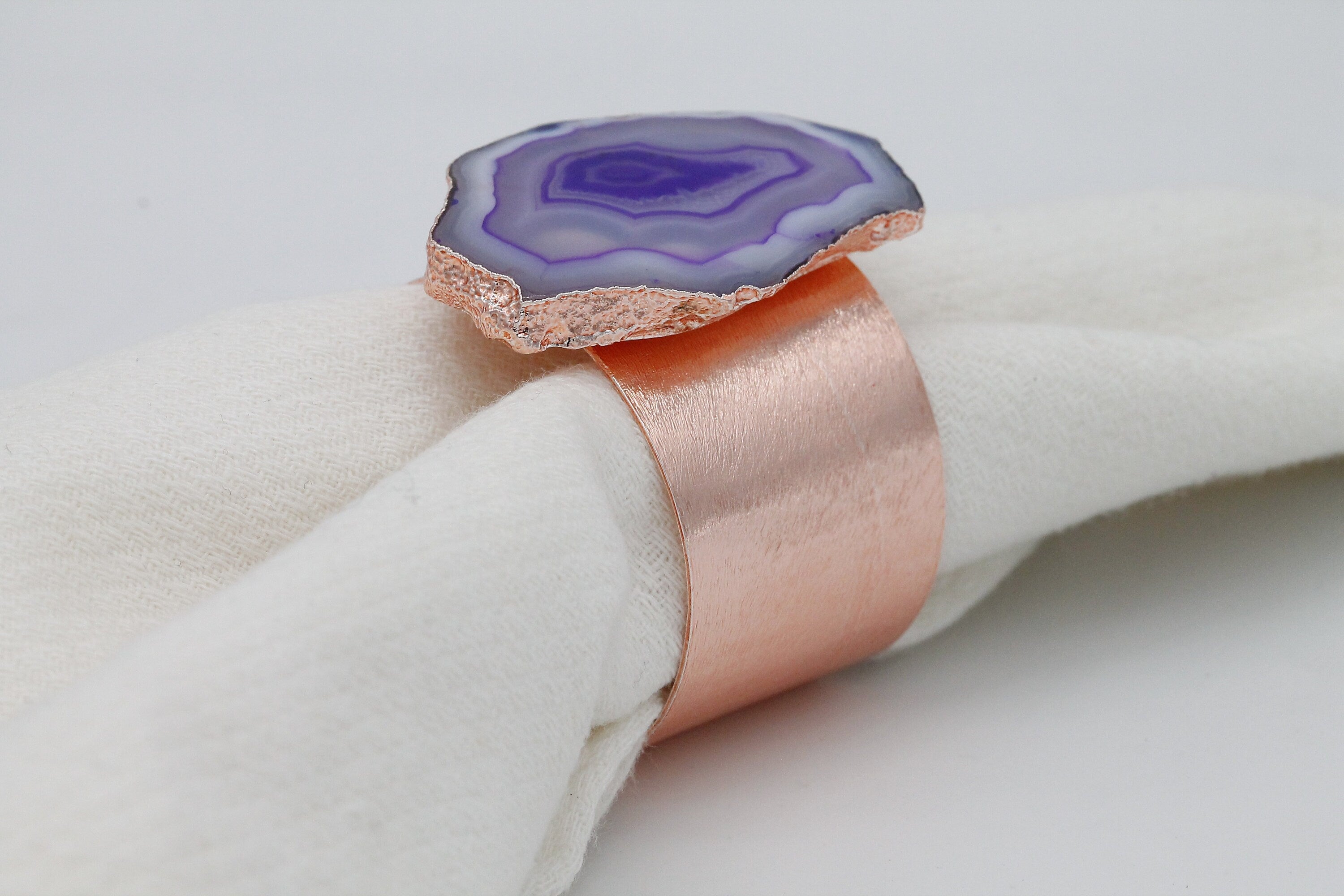 Chic Napkin Ring, Natural Gemstone Agate Handmade, Home And Table Decor Set of 4/6/12 or More - Meena Design