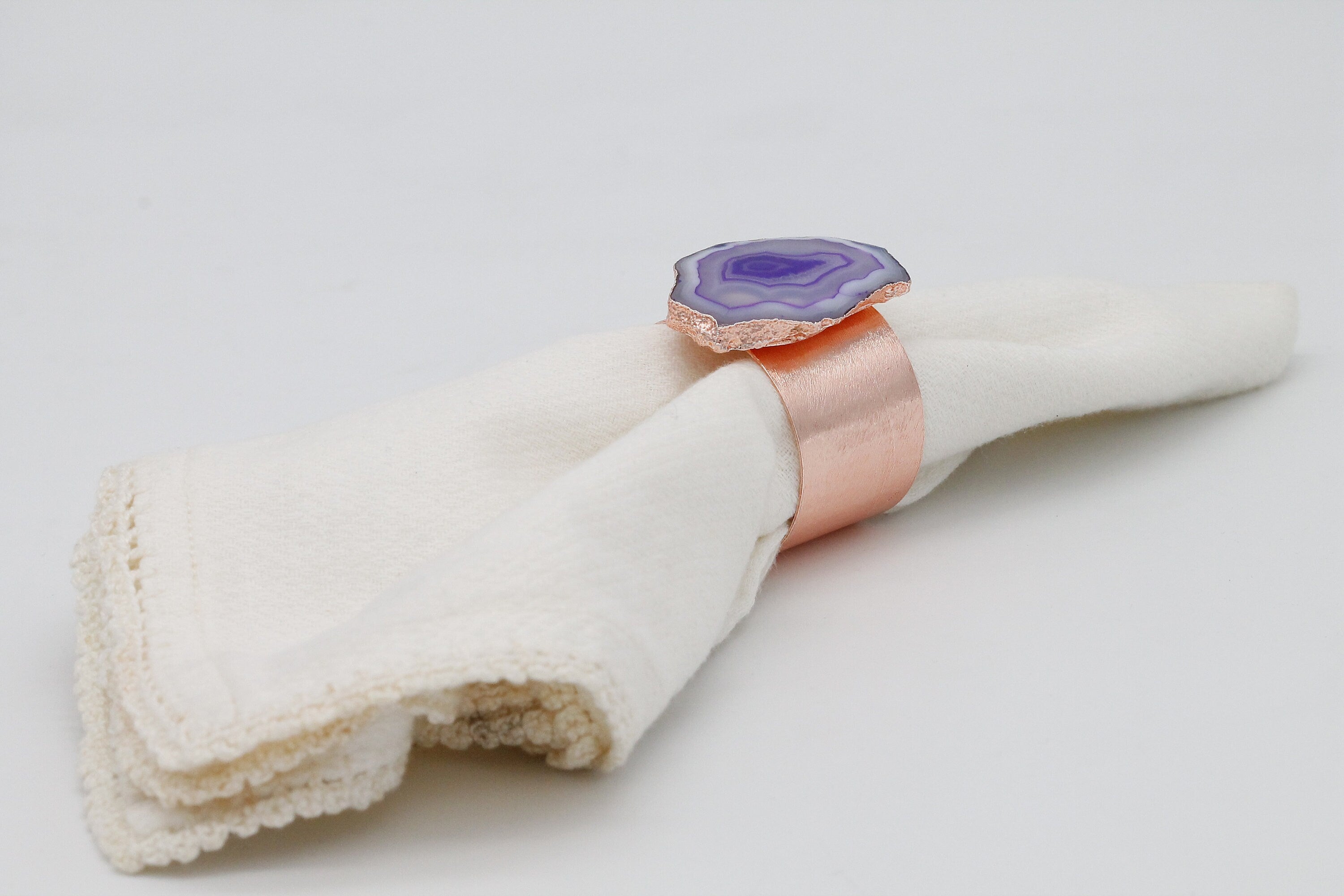 Chic Napkin Ring, Natural Gemstone Agate Handmade, Home And Table Decor Set of 4/6/12 or More - Meena Design