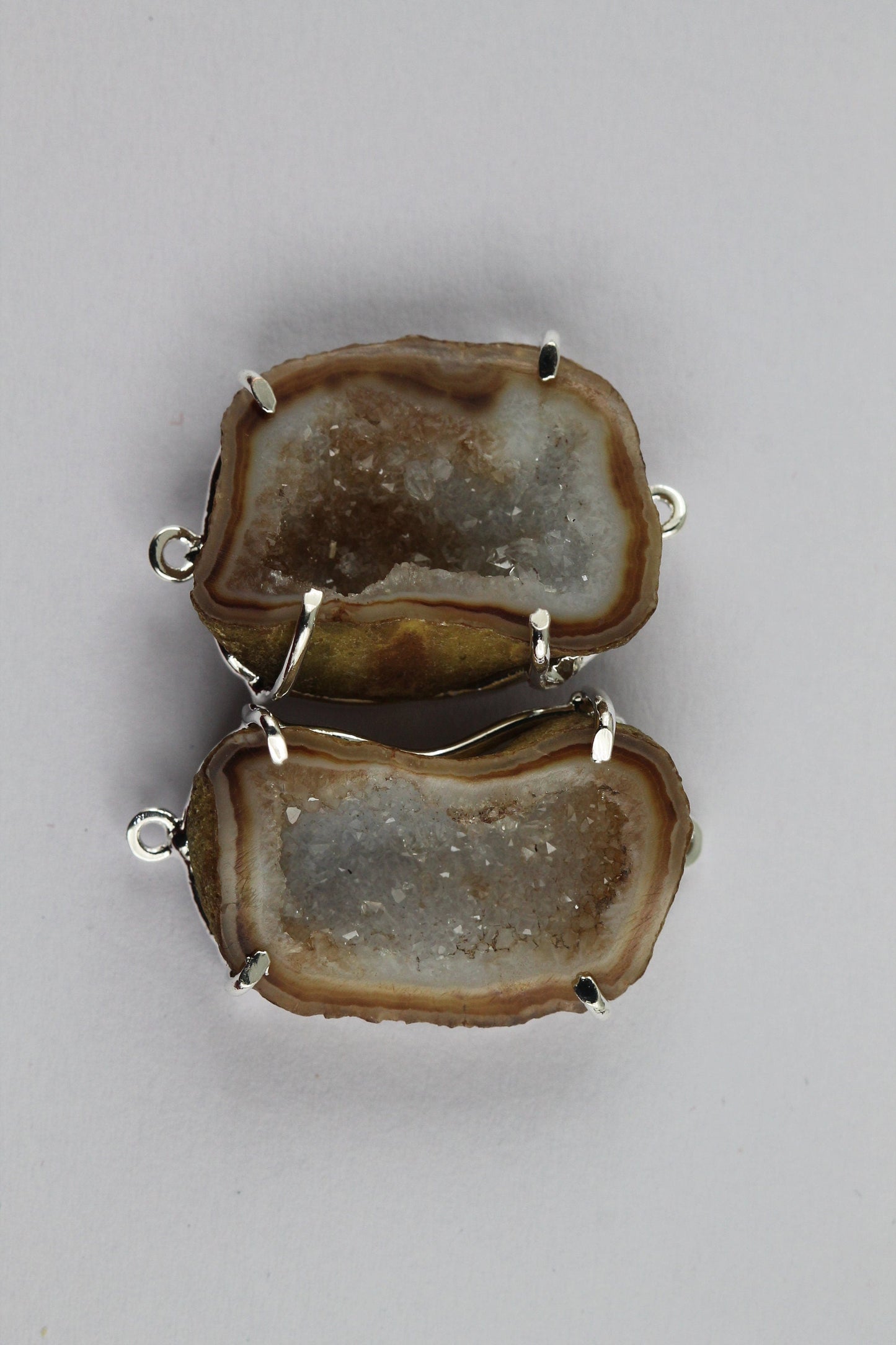 Earring Making, Natural Agate Geode Druzy Pairs Prong Set 25 - 30 mm - Meena Design