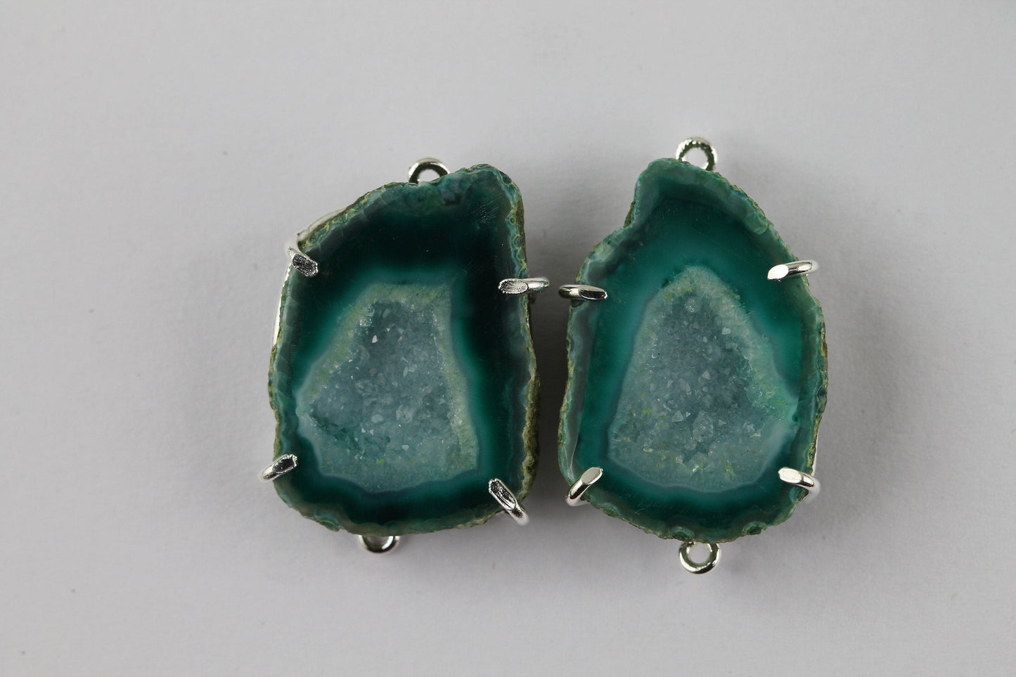 Earring Making, Natural Agate Geode Druzy Pairs Prong Set 25 - 30 mm - Meena Design
