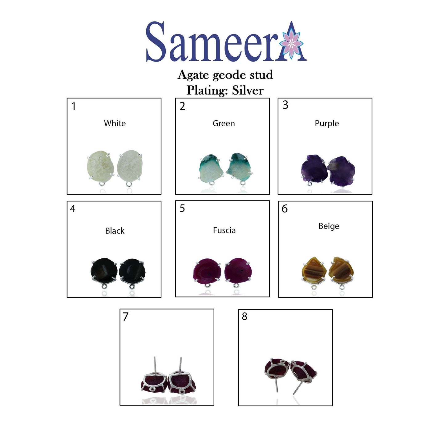 Geode Studs,DIY Earrings,Earring Studs,Gemstone Earrings,Handmade Earrings,Gold Studs,Statement Stud,Statement Earring,Geode Jewelry - Meena Design