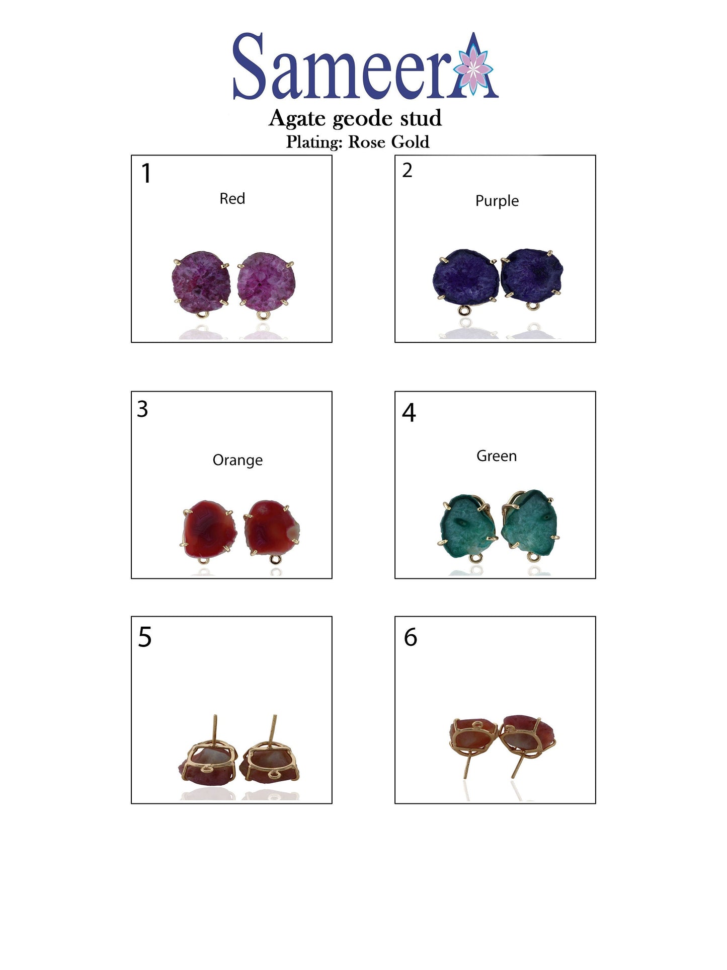 Geode Studs,DIY Earrings,Earring Studs,Gemstone Earrings,Handmade Earrings,Gold Studs,Statement Stud,Statement Earring,Geode Jewelry - Meena Design