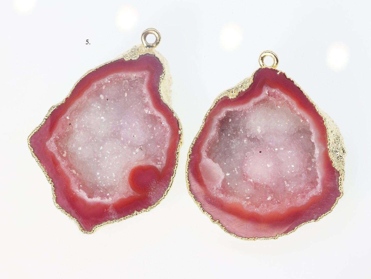 Gold Edged orange cave druzy or tobasco druzy geode Pairs For Earrings * Order Exact Pairs as in Photos* - Meena Design