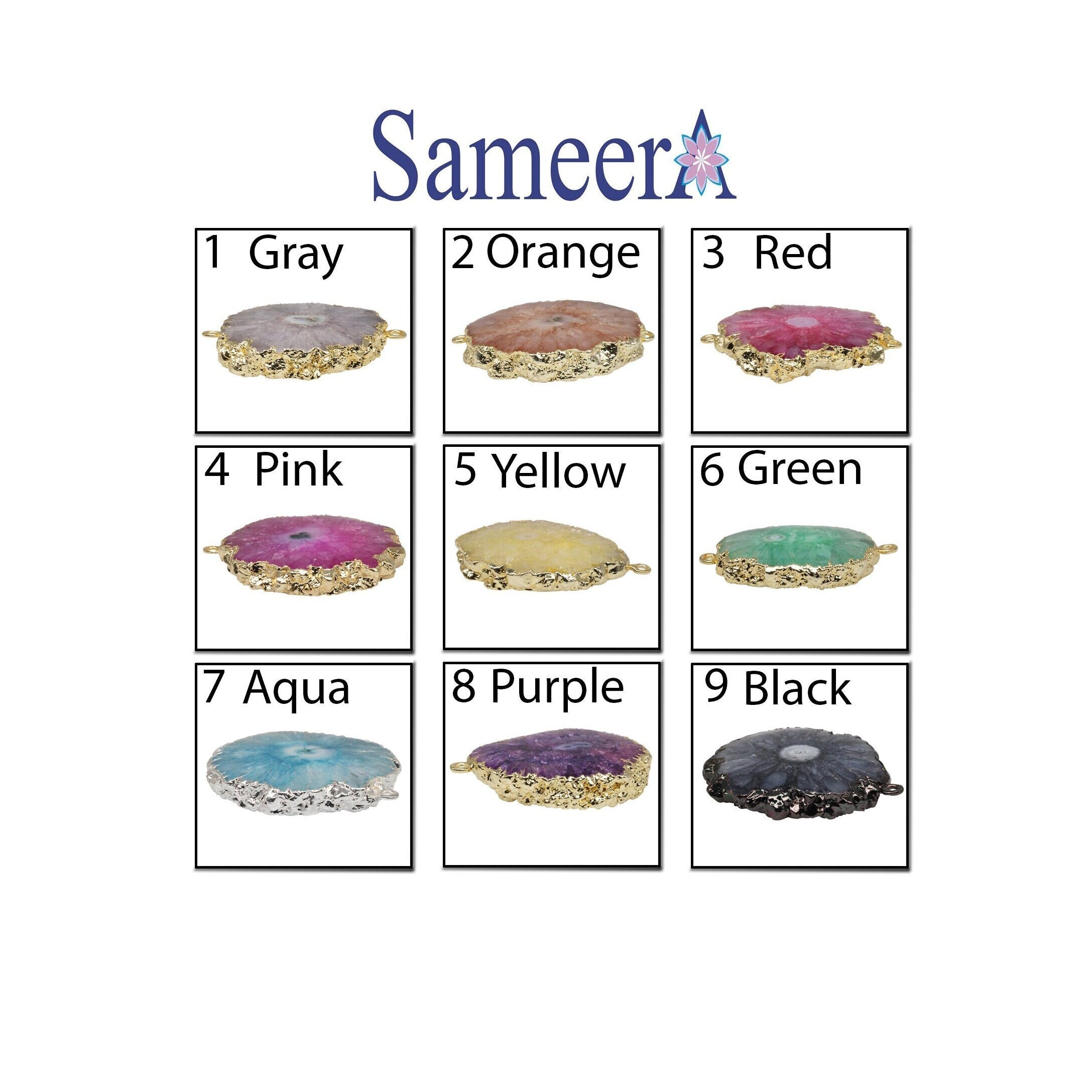 Gold Solar Quartz Pendant, Silver Solar Quartz Connector, Stalactite, Natural Gemstones, DIY, Connector, 10-40MM - Meena Design