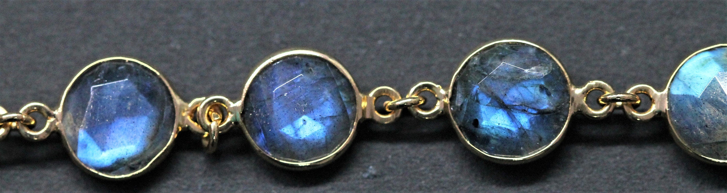 Labradorite Connector Chain, Faceted Labradorite Gemstone, Gold, Bezel 10MM , DIY labradorite chain earrings - Meena Design