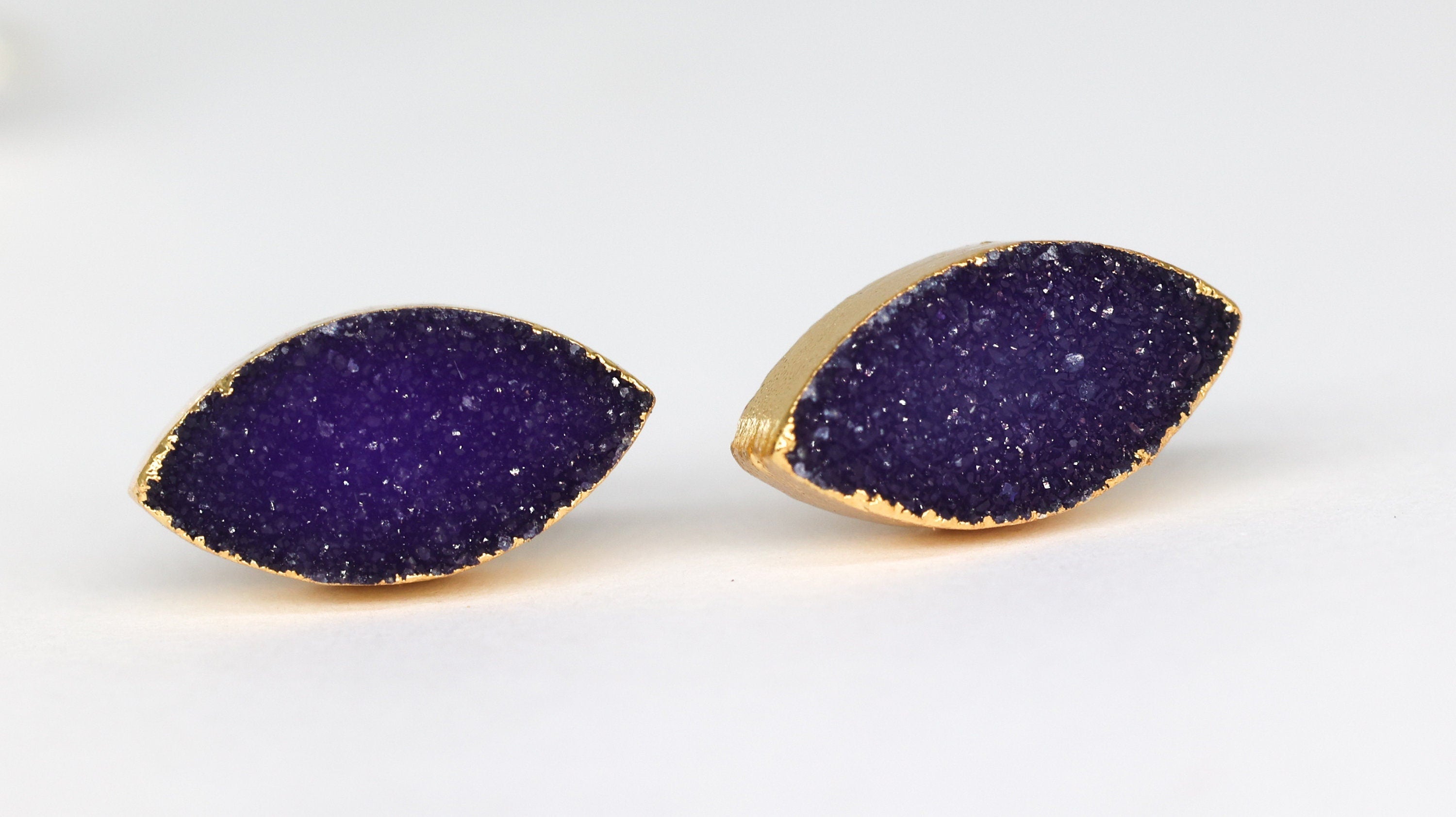 Minimalistic Studs Dainty Marquise Druzy - Meena Design