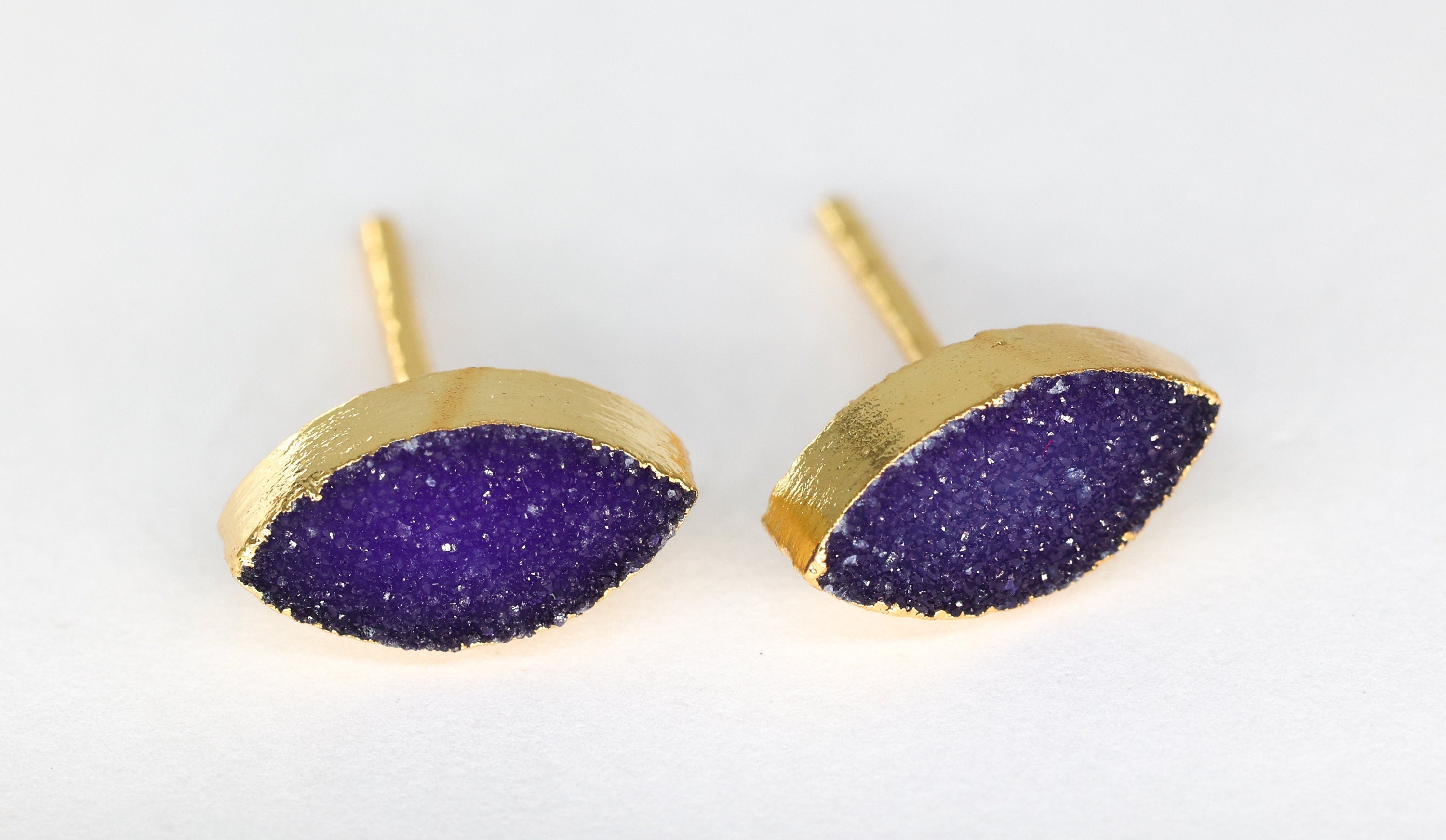 Minimalistic Studs Dainty Marquise Druzy - Meena Design