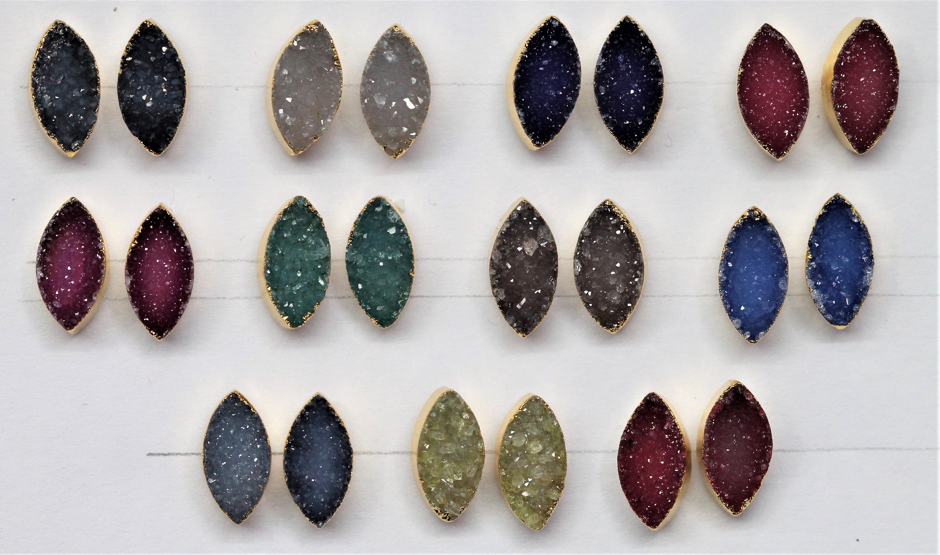 Minimalistic Studs Dainty Marquise Druzy - Meena Design