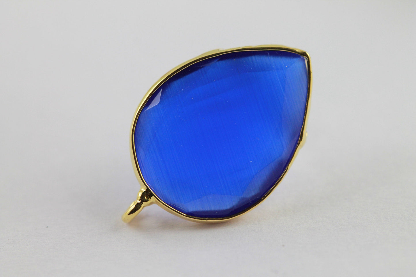Monalisa Cats Eye Rhine Stone Gold Plated Earpost Bezel - Meena Design