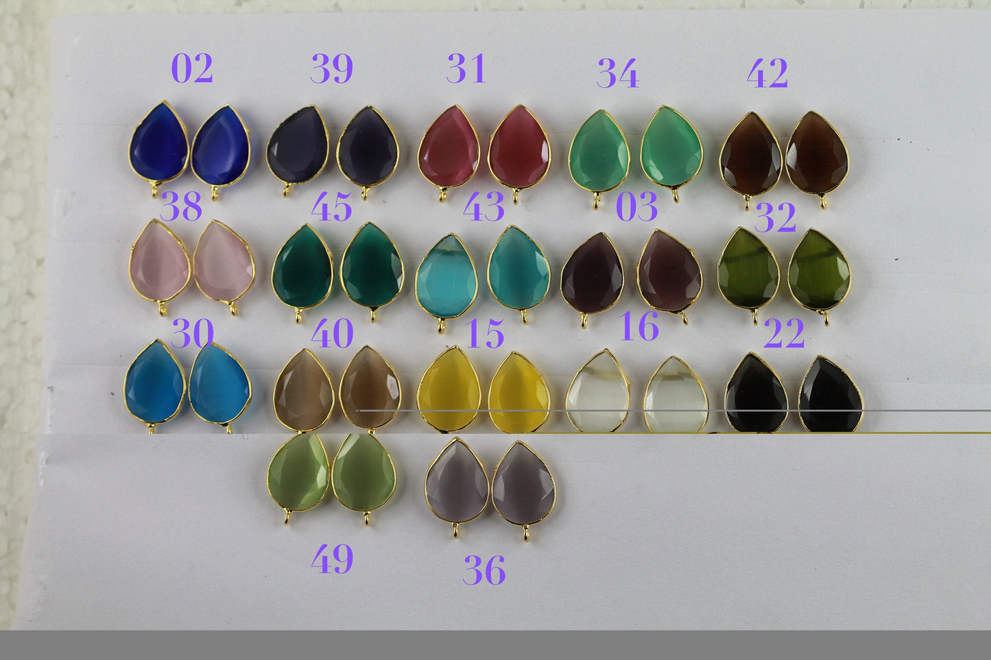 Monalisa Cats Eye Rhine Stone Gold Plated Earpost Bezel - Meena Design