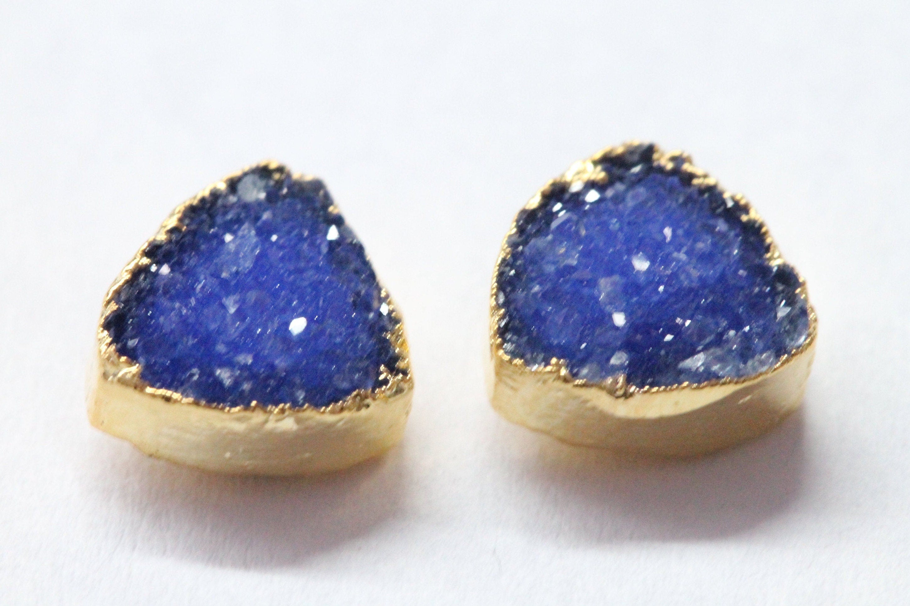 Natural Agate Druzy Trillion Minimalistic Dainty Studs - Meena Design