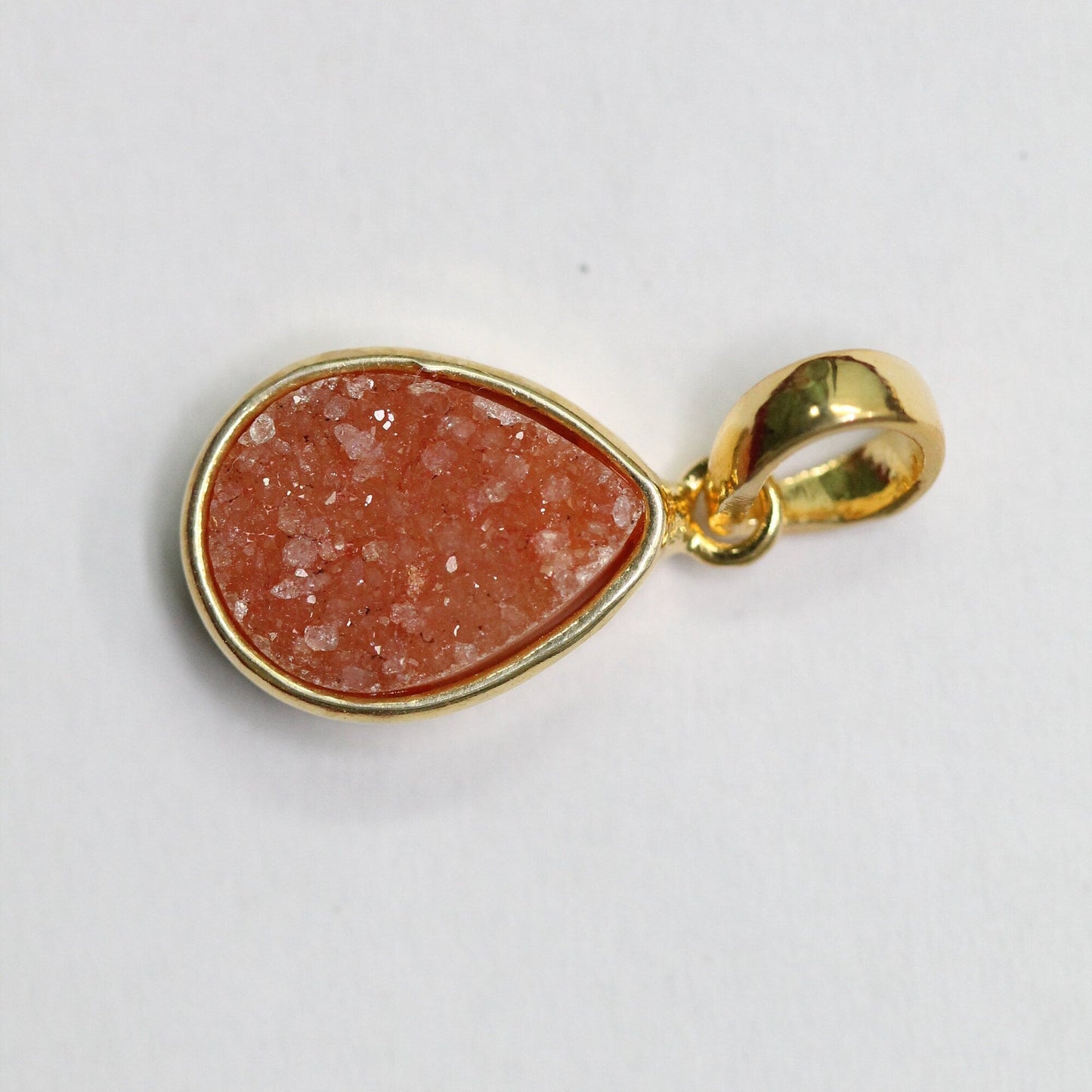 Natural Druzy Pendant, 10 * 14 mm, gold pendant, Druzy, Gemstone Pendant, Druzy Collet Pendant - Meena Design