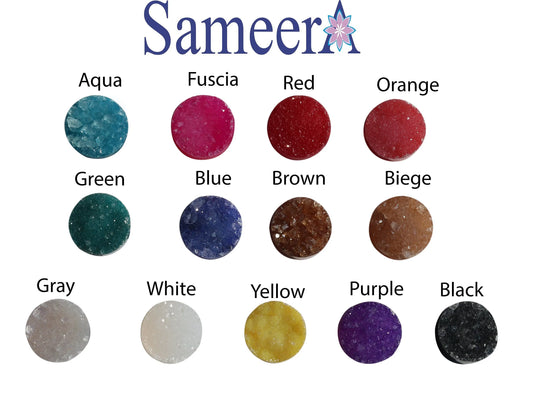 Natural Quartz Druzy GemStone 12 mm Circle Cabochon Pairs - Meena Design