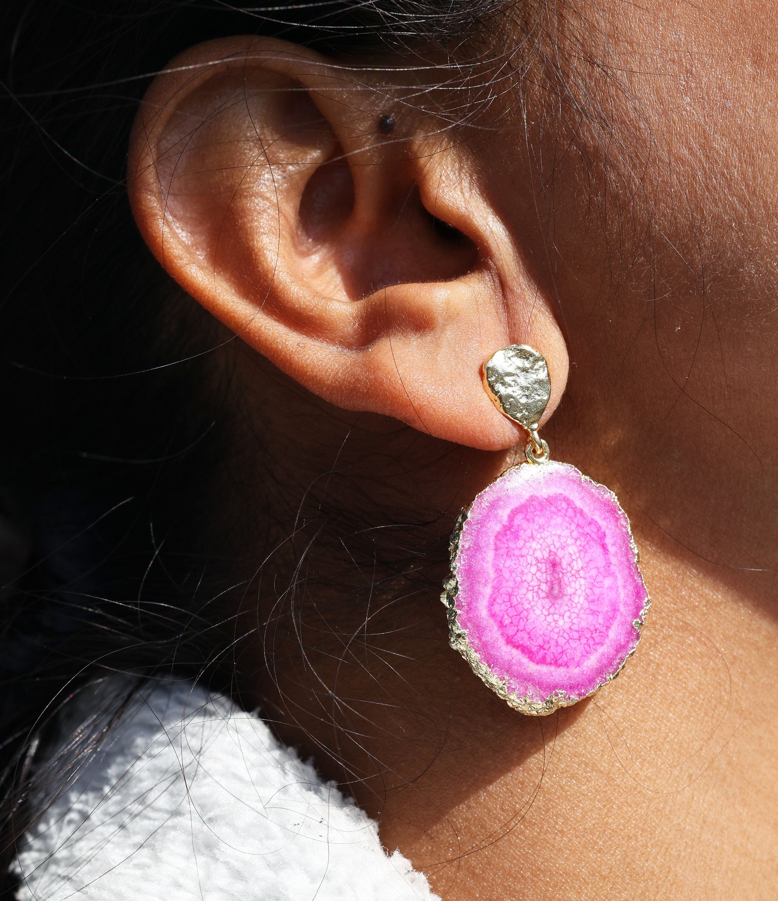 Natural Solar Quartz Gemstone Earring Dangler - Meena Design