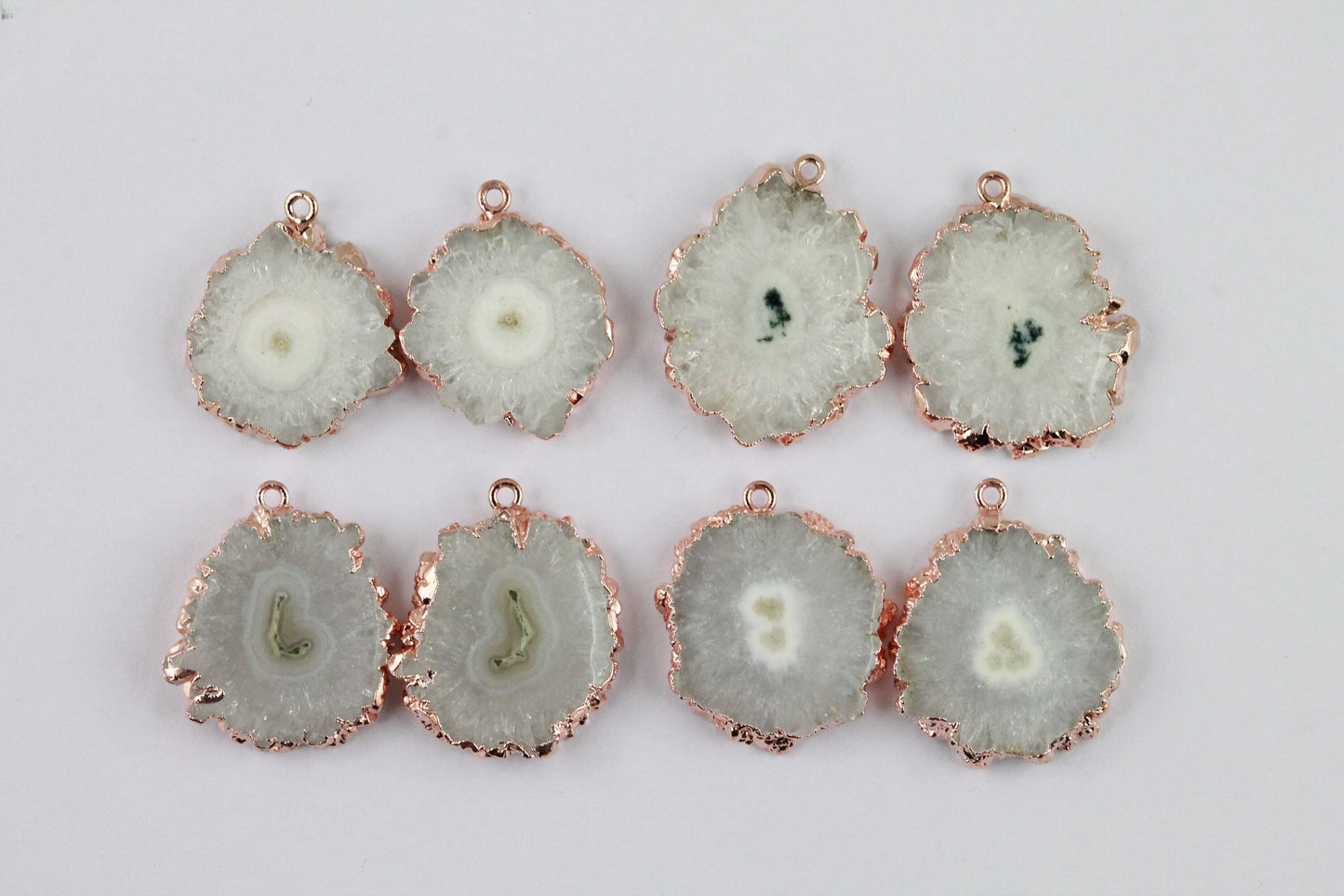 Pairs Solar Quartz Rose Gold Edged , 25 - 30 mm - Meena Design